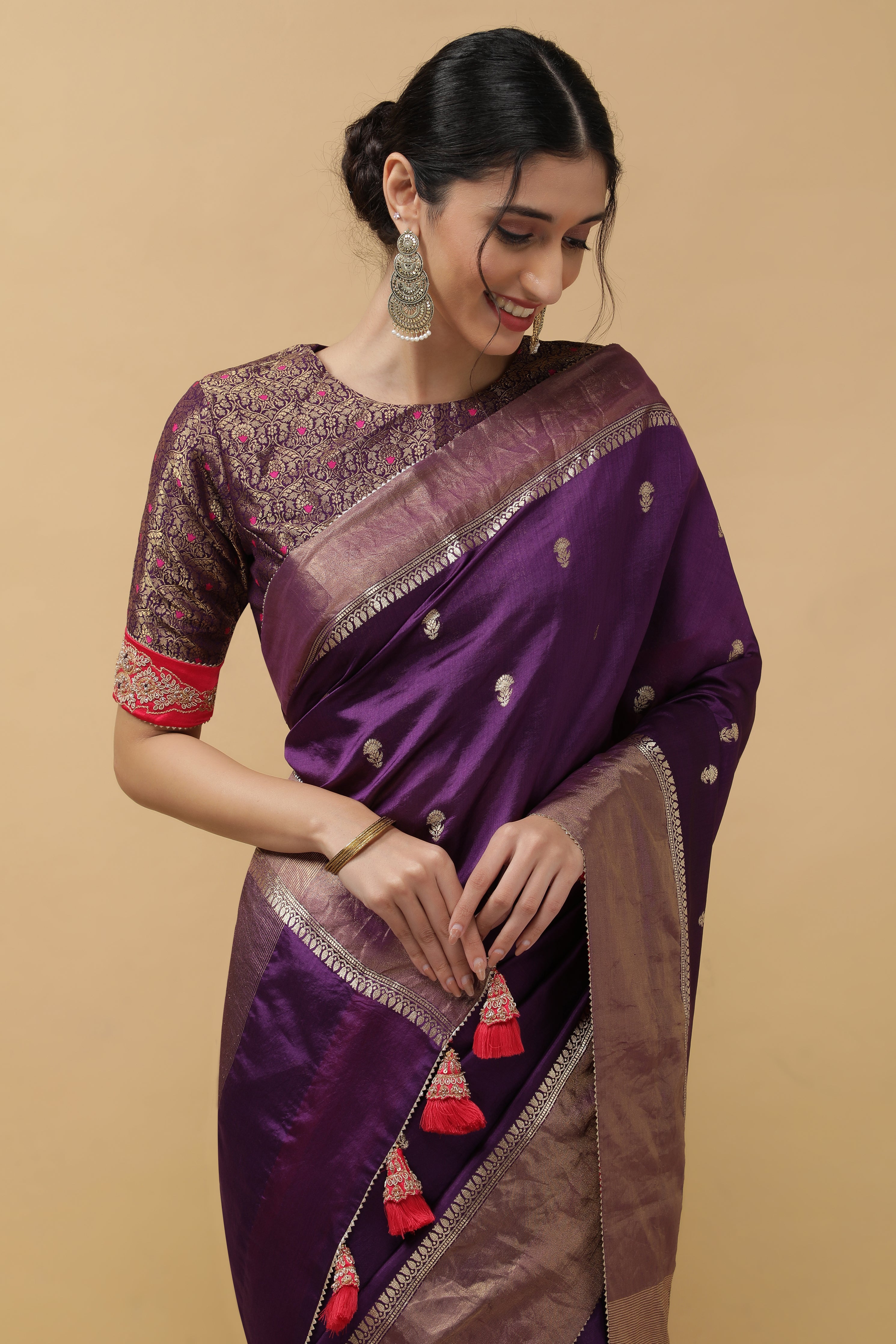 Purple Chanderi Saree - Mokshaa