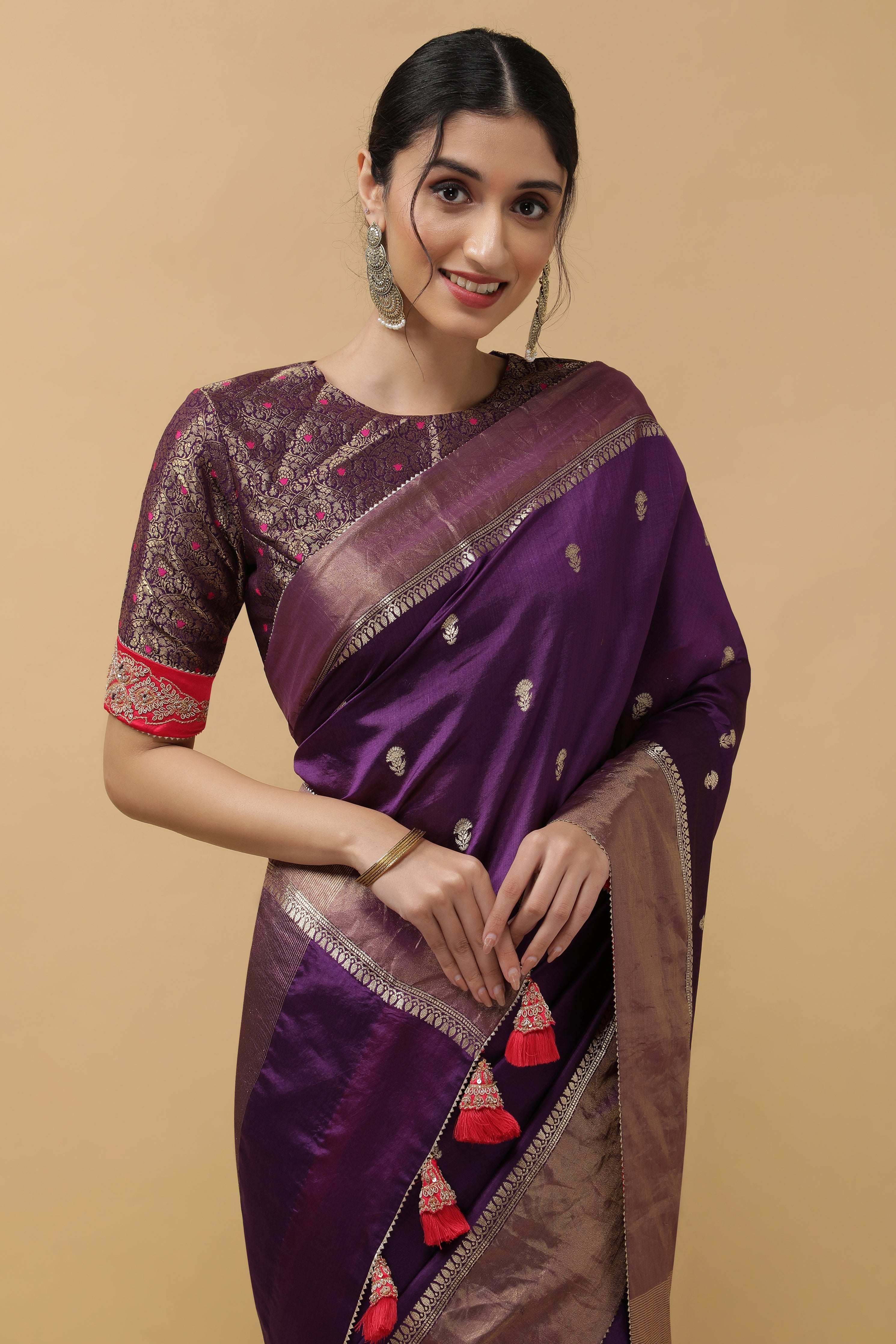 Purple Chanderi Saree - Mokshaa