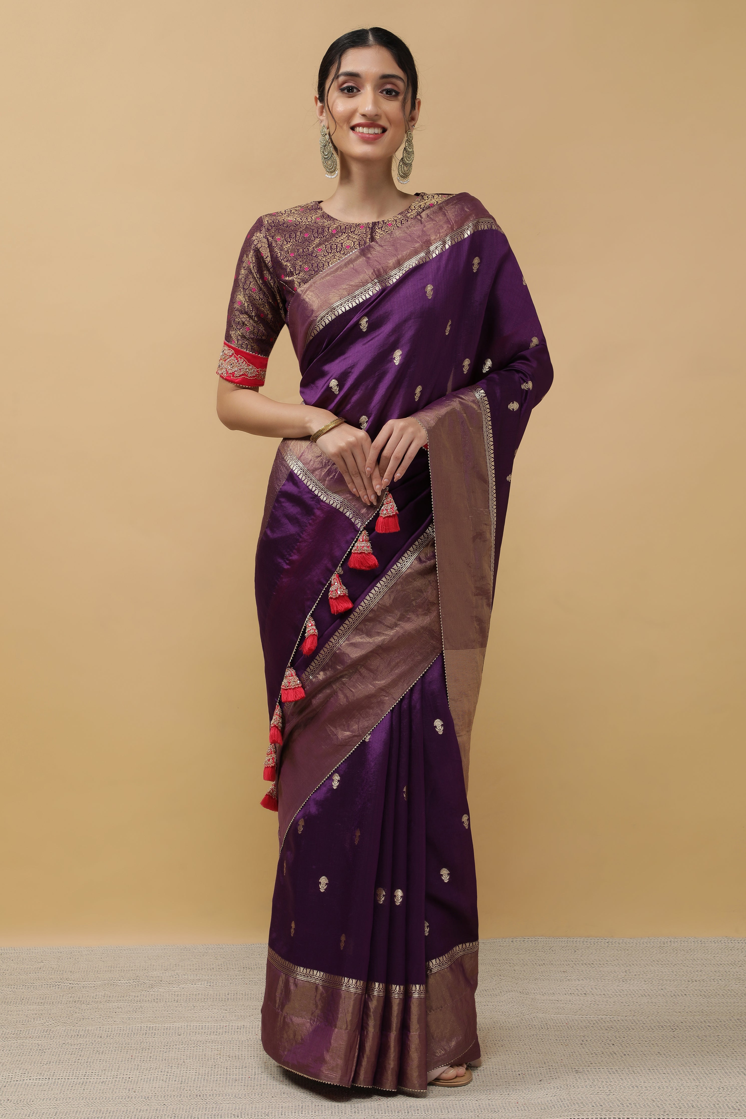 Purple Chanderi Saree - Mokshaa