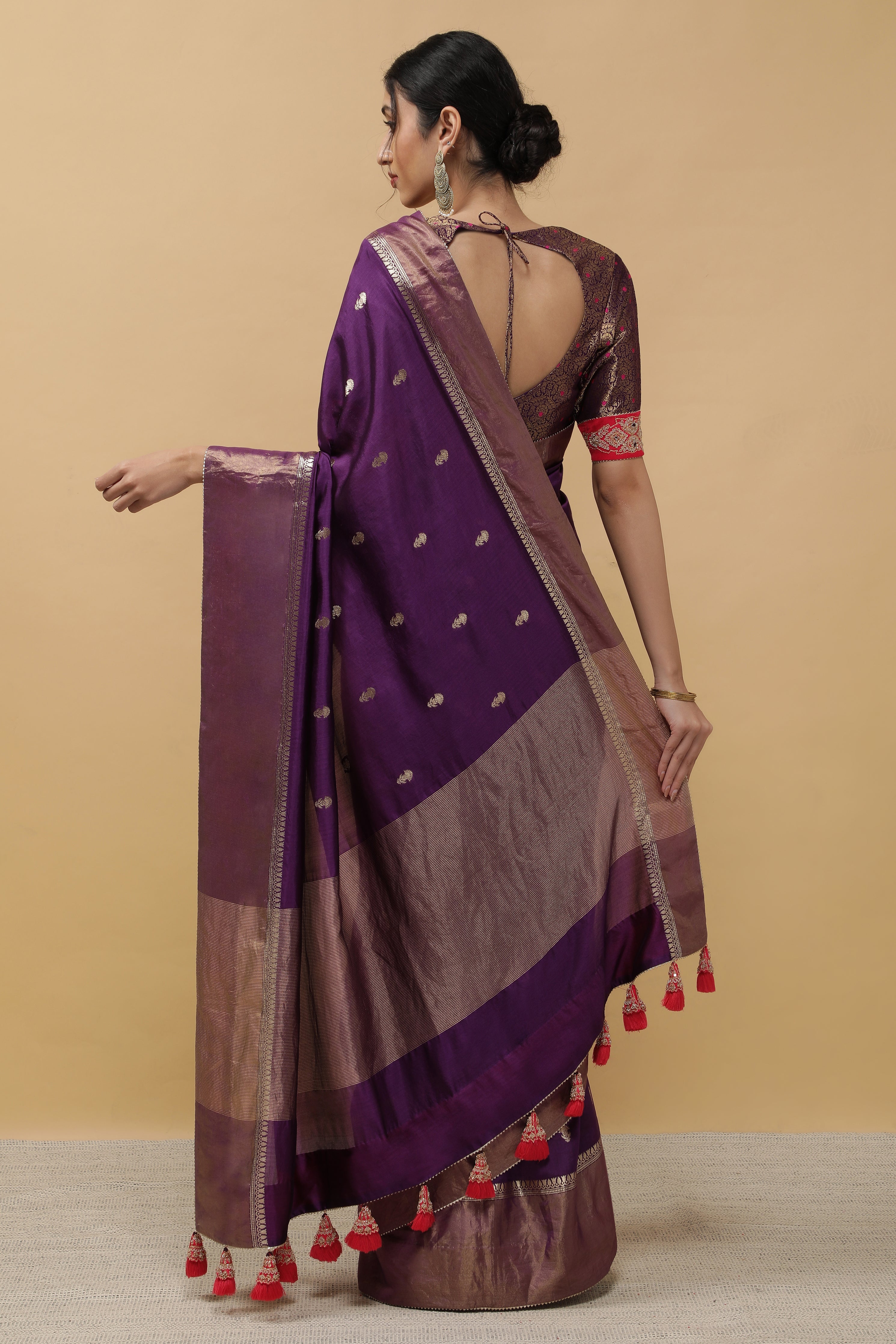 Purple Chanderi Saree - Mokshaa