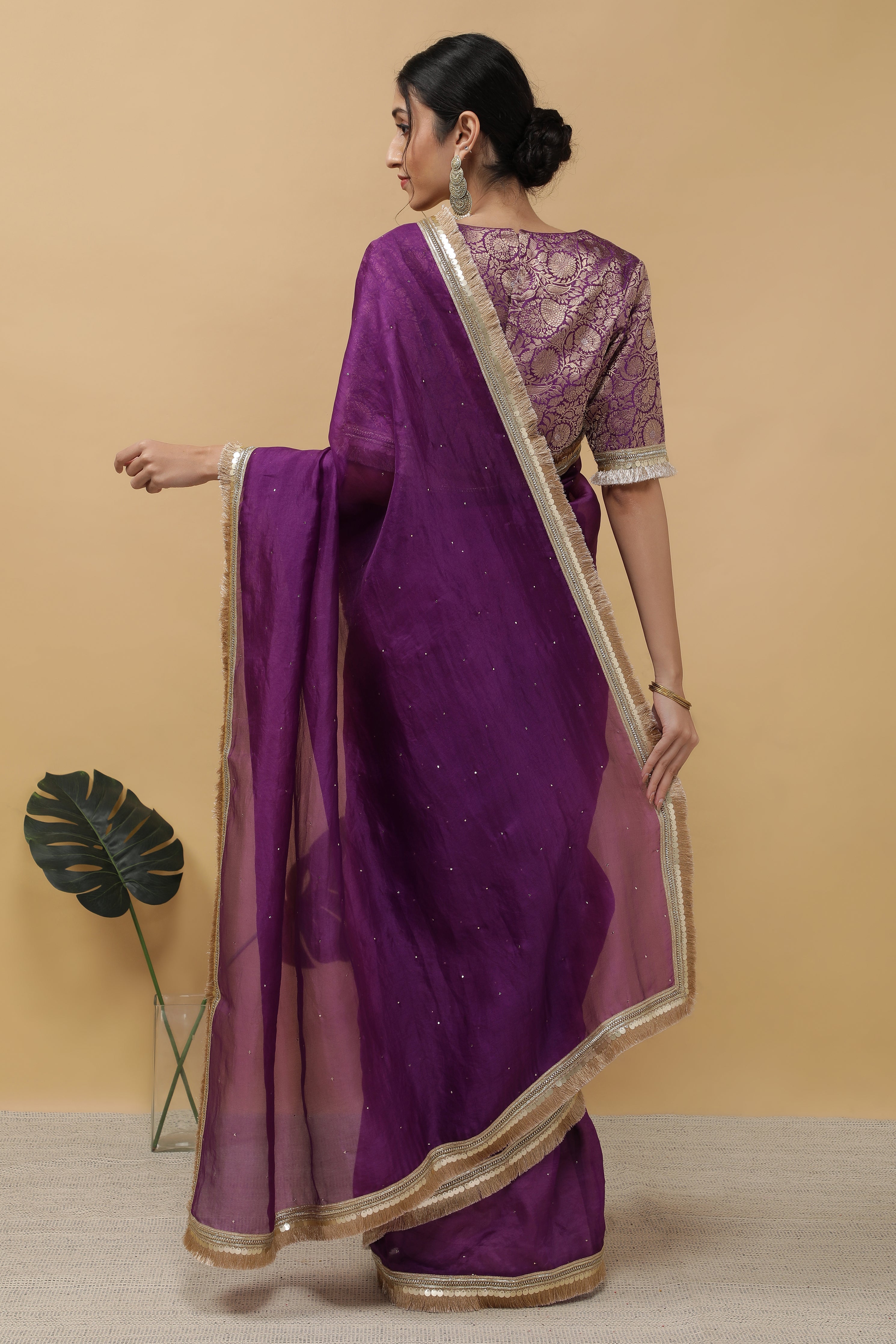 Purple Organza Saree - Mokshaa