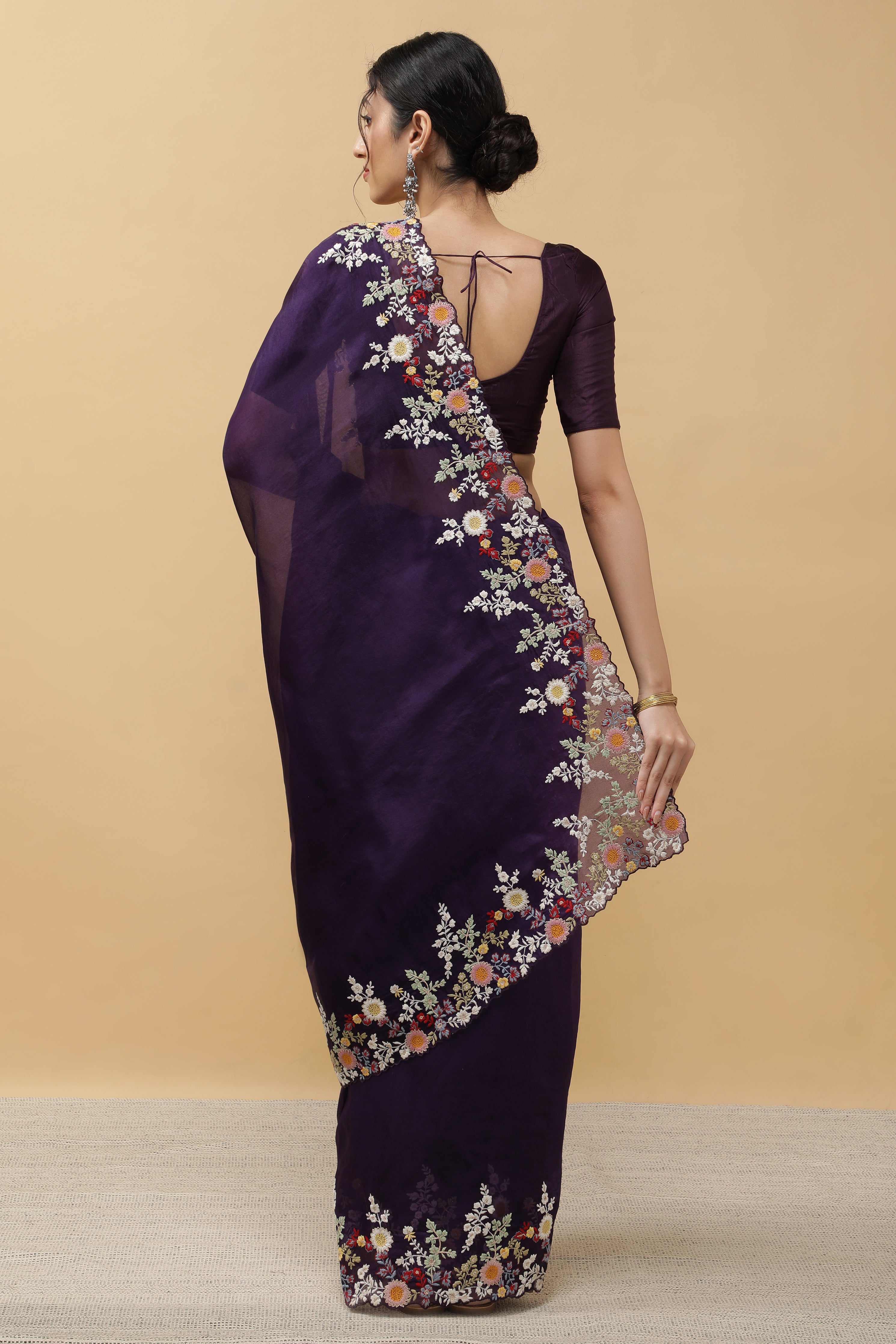 Purple Organza Saree - Mokshaa