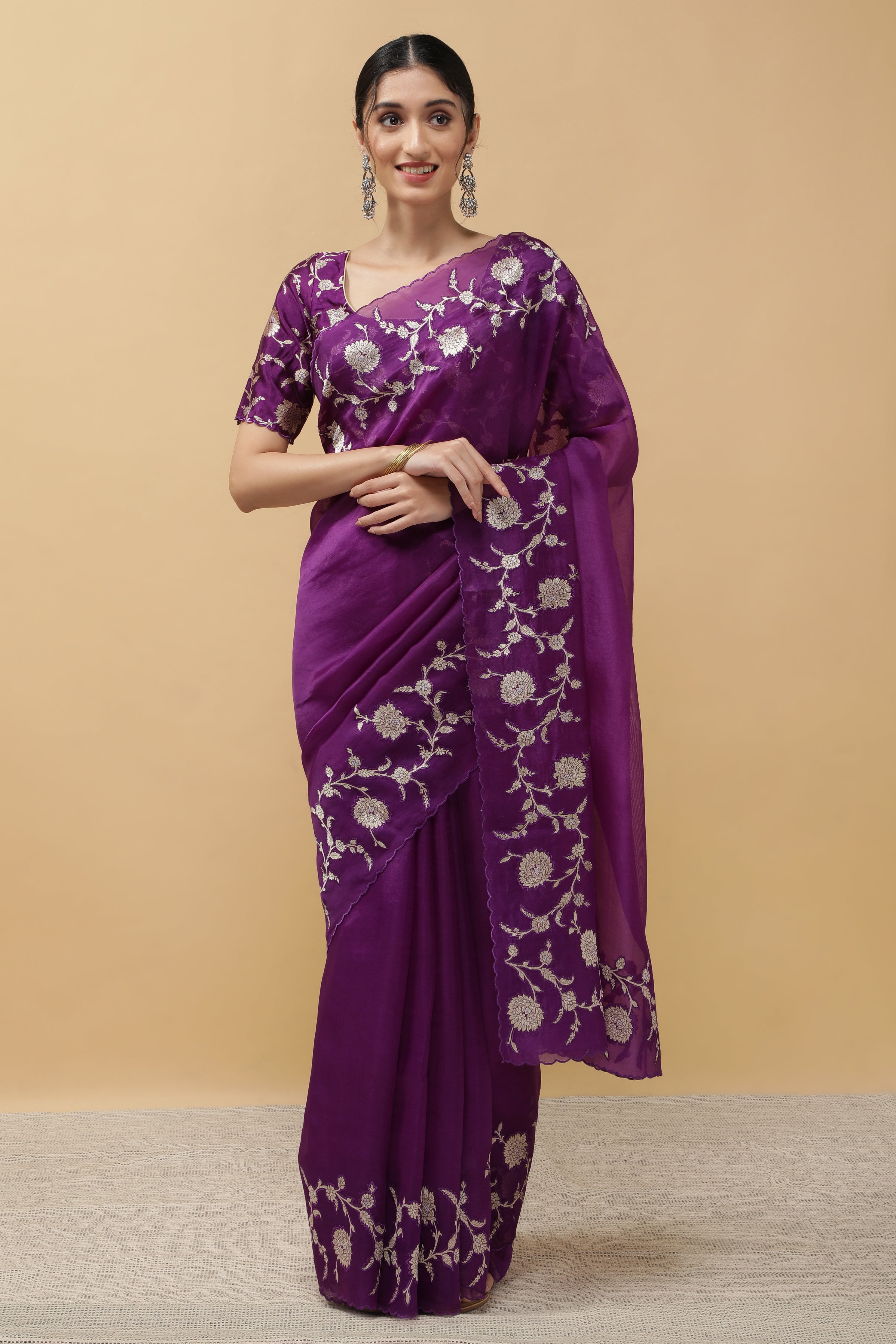 Purple Organza Saree - Mokshaa