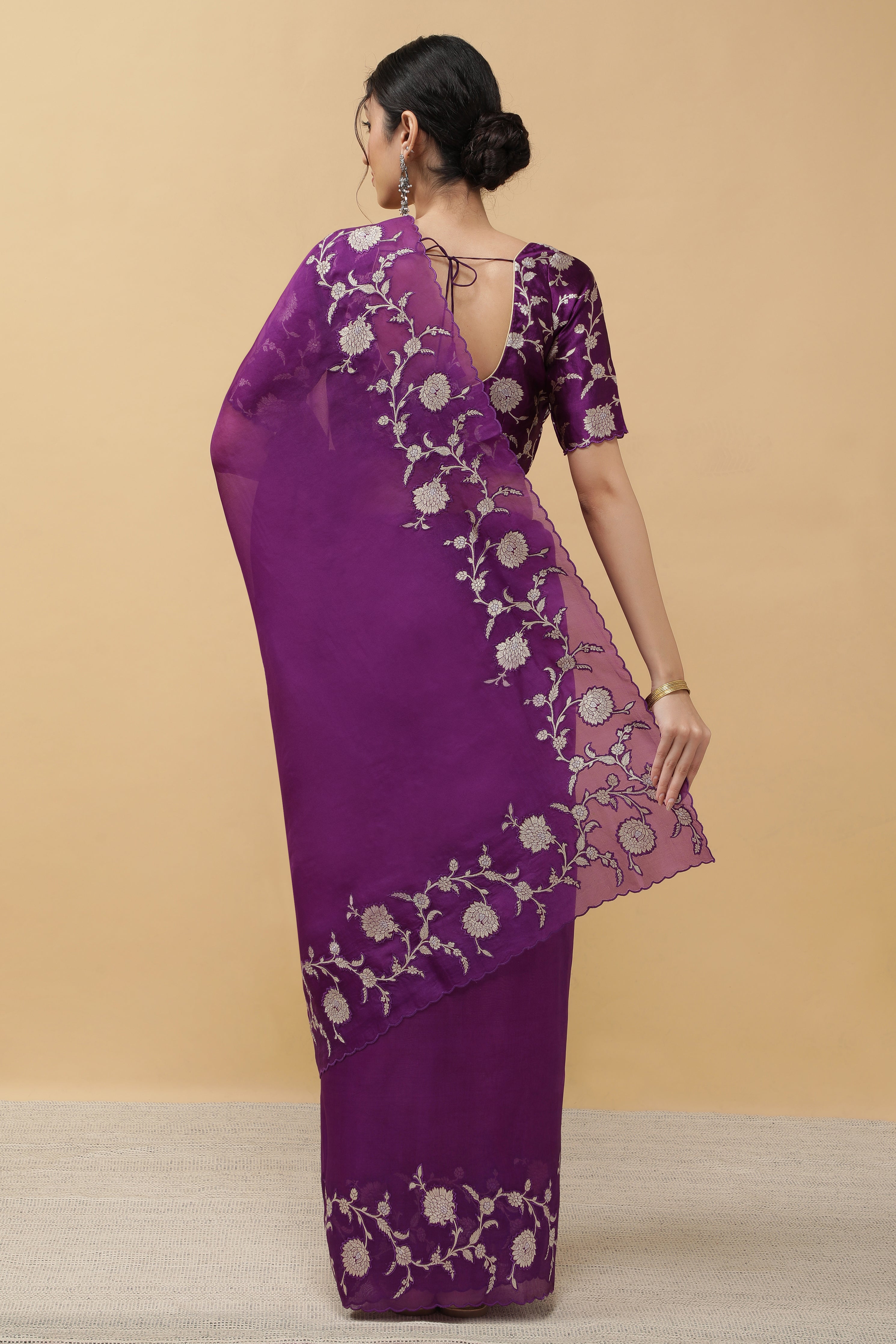 Purple Organza Saree - Mokshaa