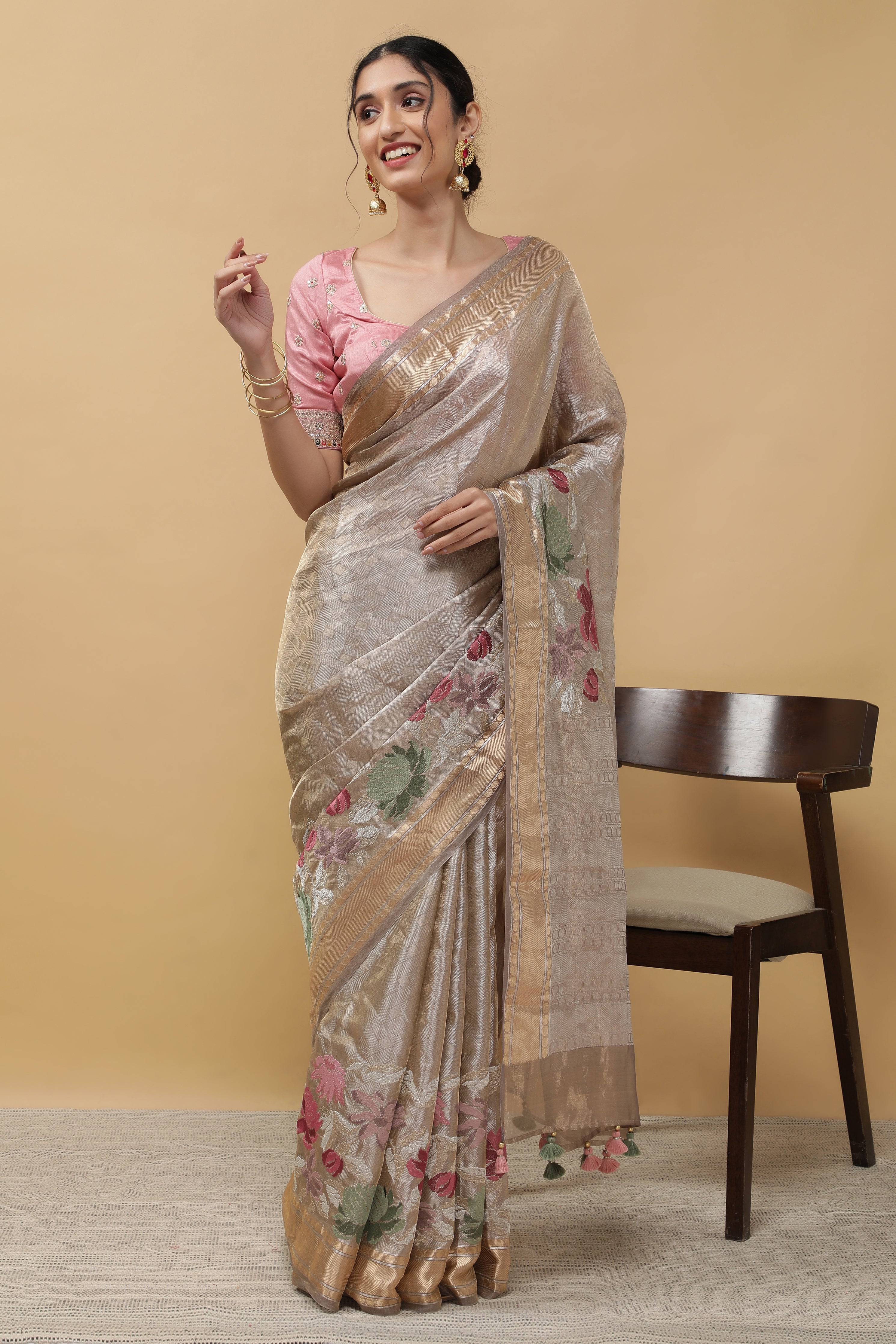 LIGHT LAVENDER TISSUE SAREE