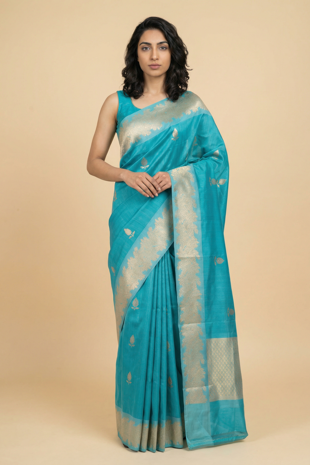 Light Blue Banarasi Chanderi Silk Saree