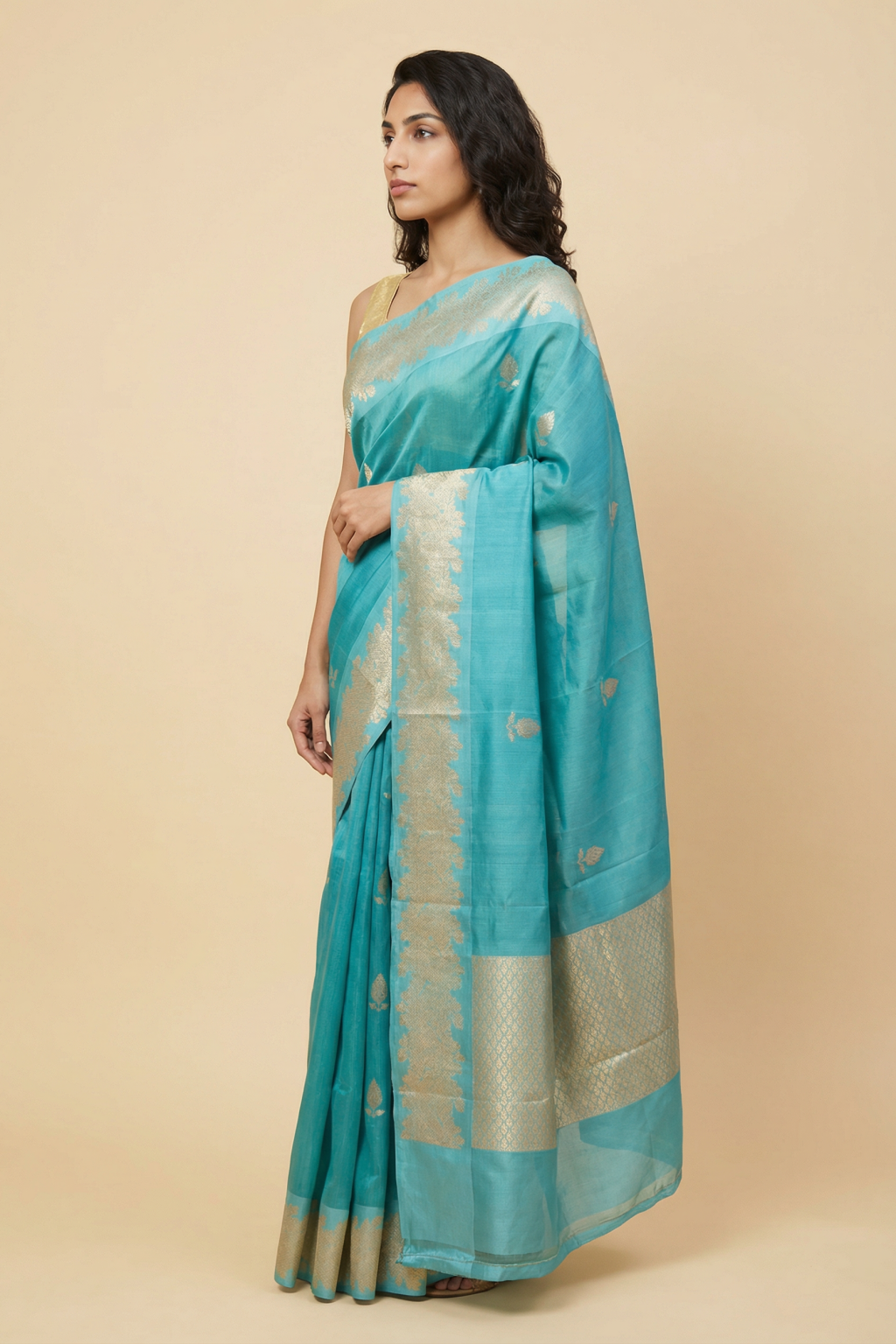Light Blue Banarasi Chanderi Silk Saree
