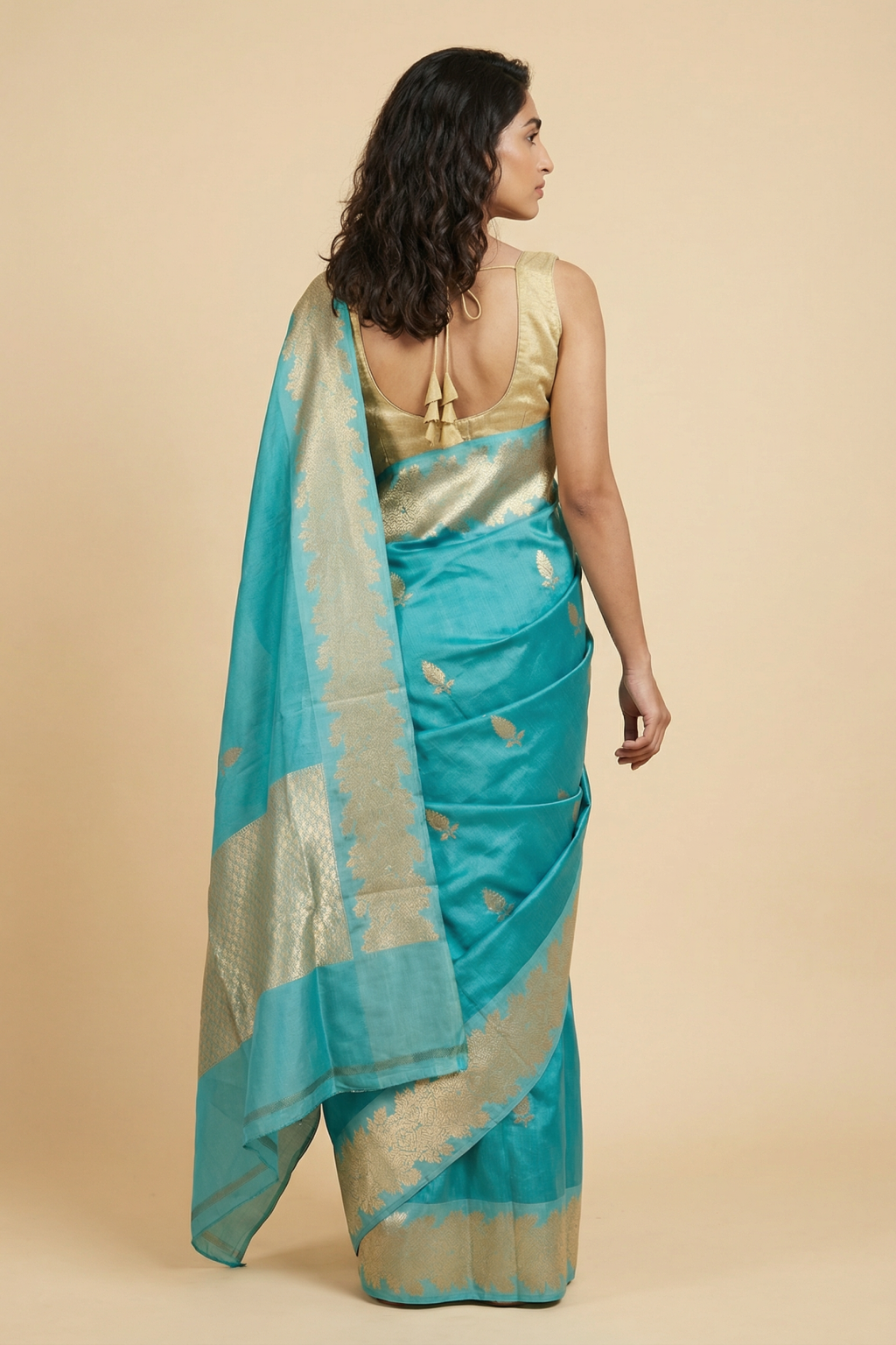 Light Blue Banarasi Chanderi Silk Saree