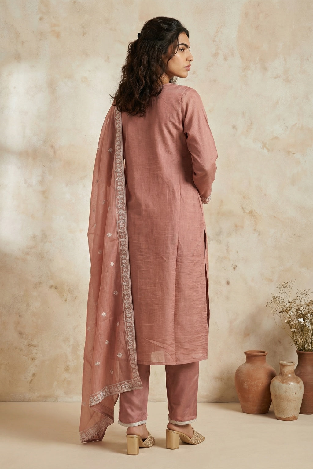 Peach Mul Cotton Salwar Set - Mokshaa