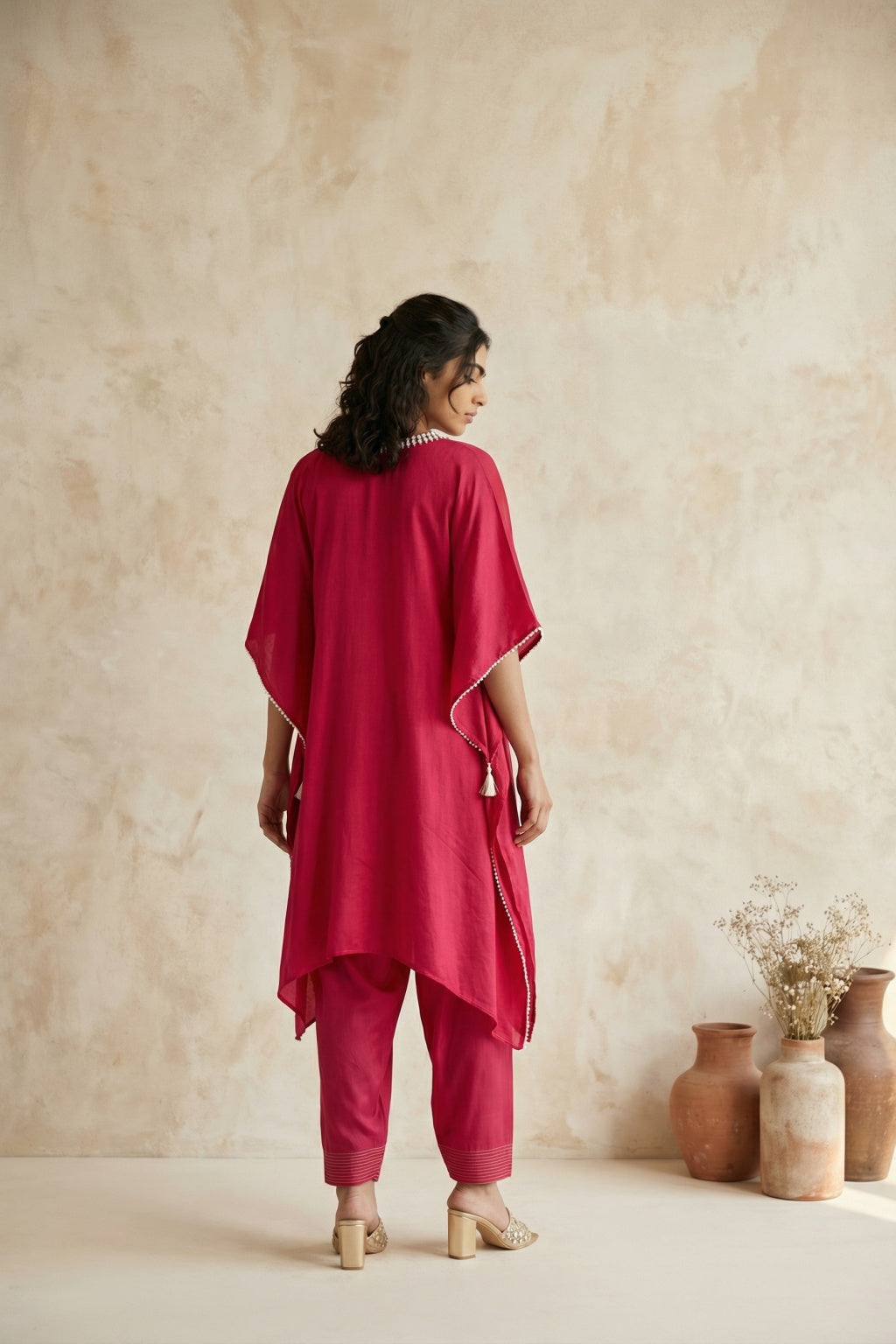 Red Crepe Kurta Set - Mokshaa