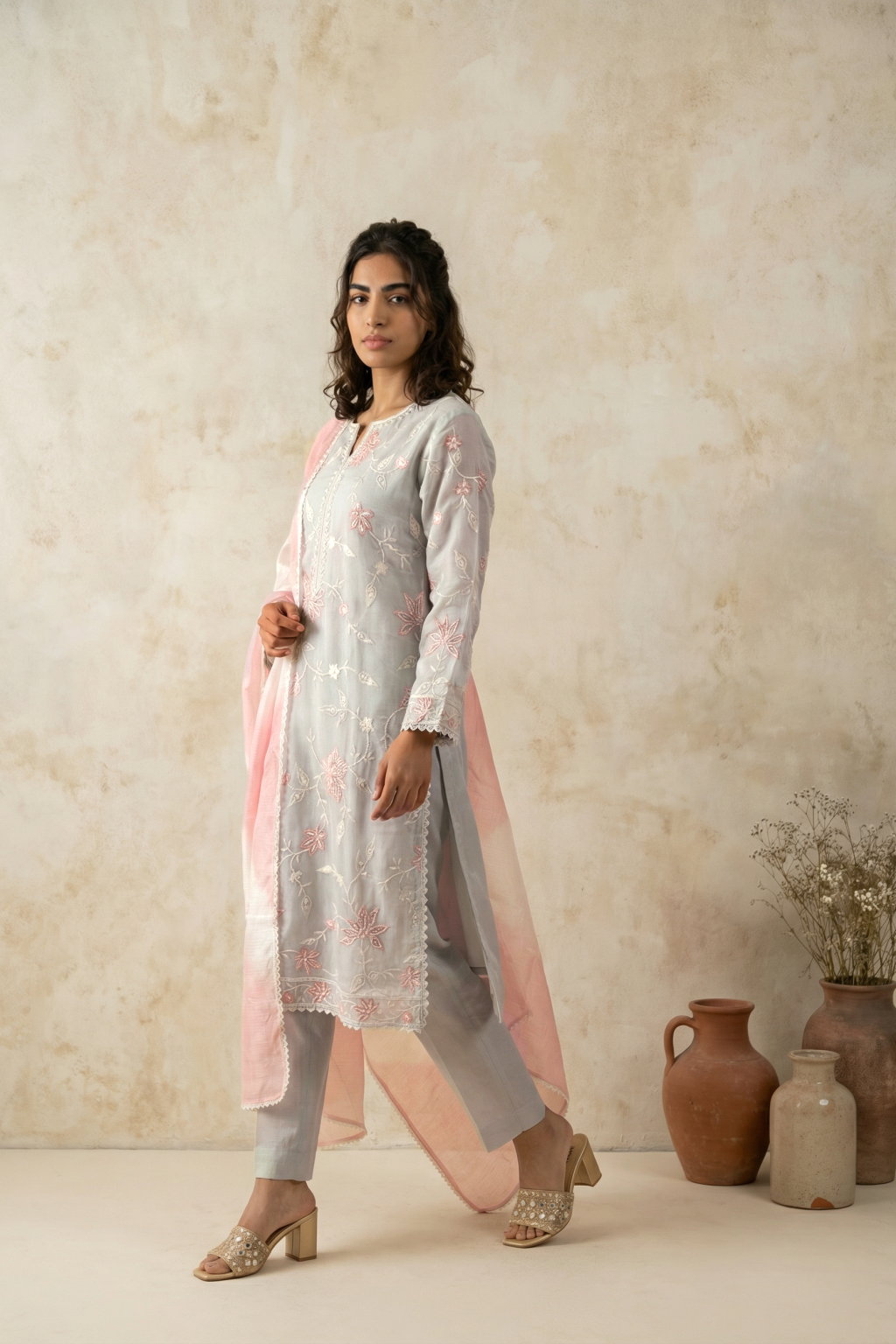 Ivory Mul Cotton Straight Salwar Set