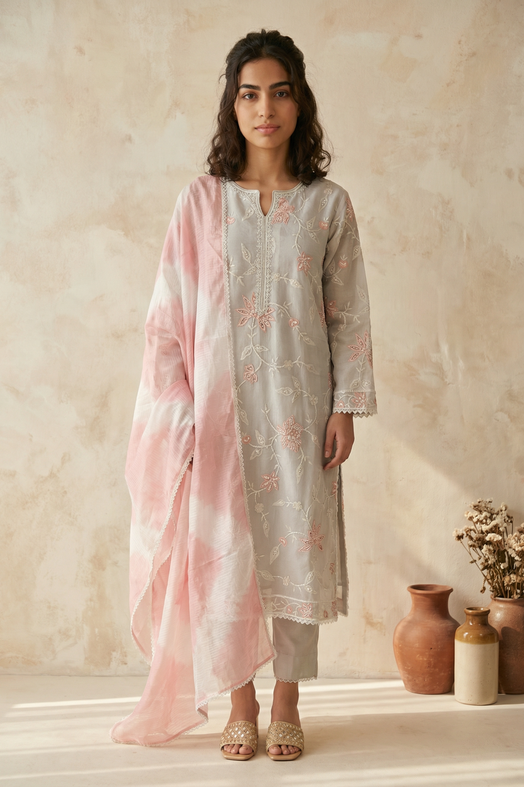 Ivory Mul Cotton Straight Salwar Set