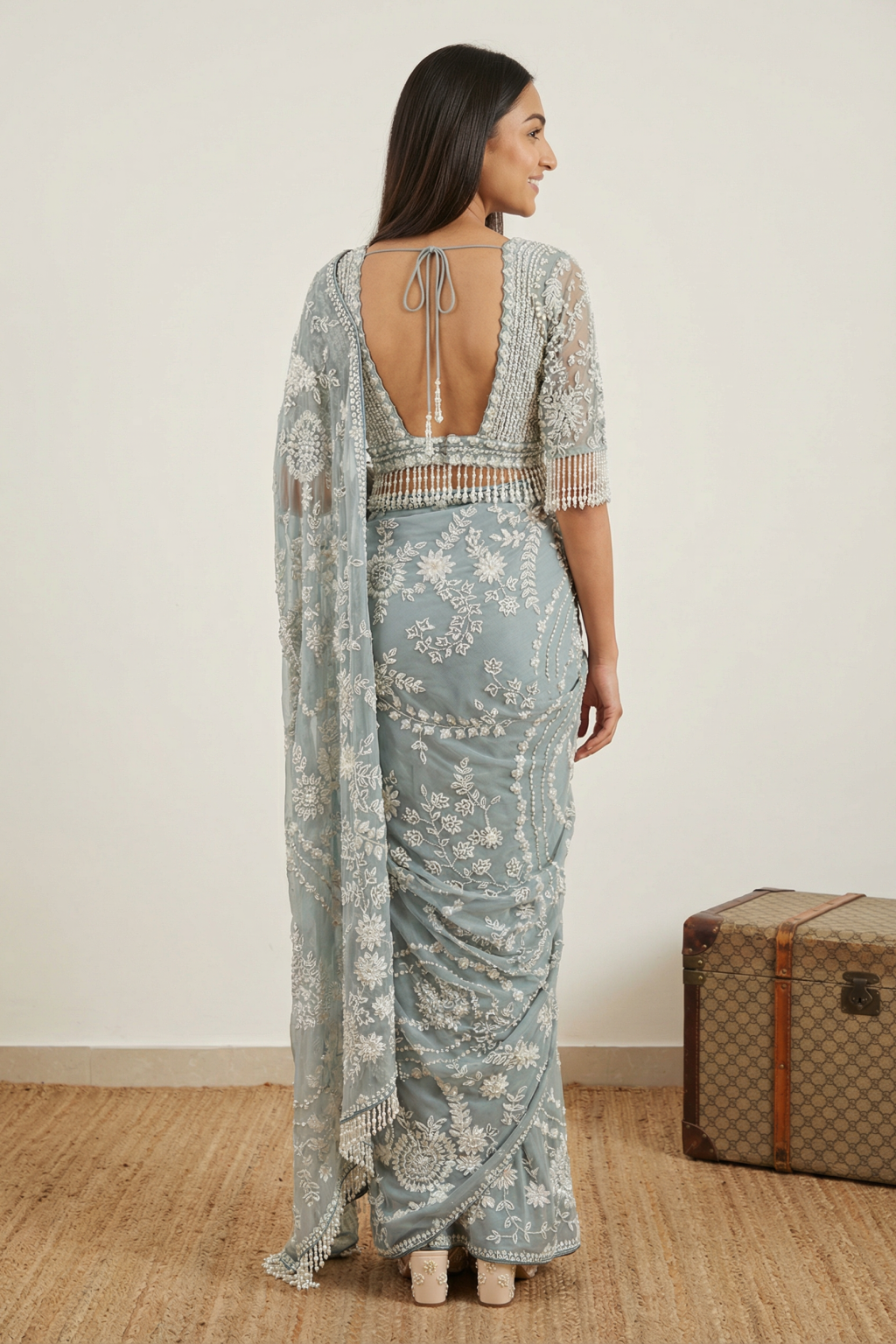 Sea Blue Georgette Saree