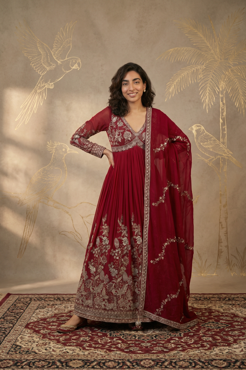 Magenta Anarkali Set - Mokshaa