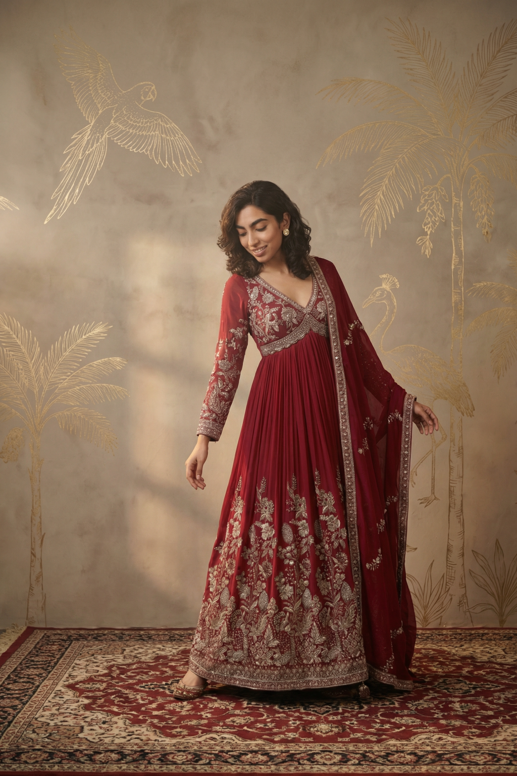 Magenta Anarkali Set - Mokshaa