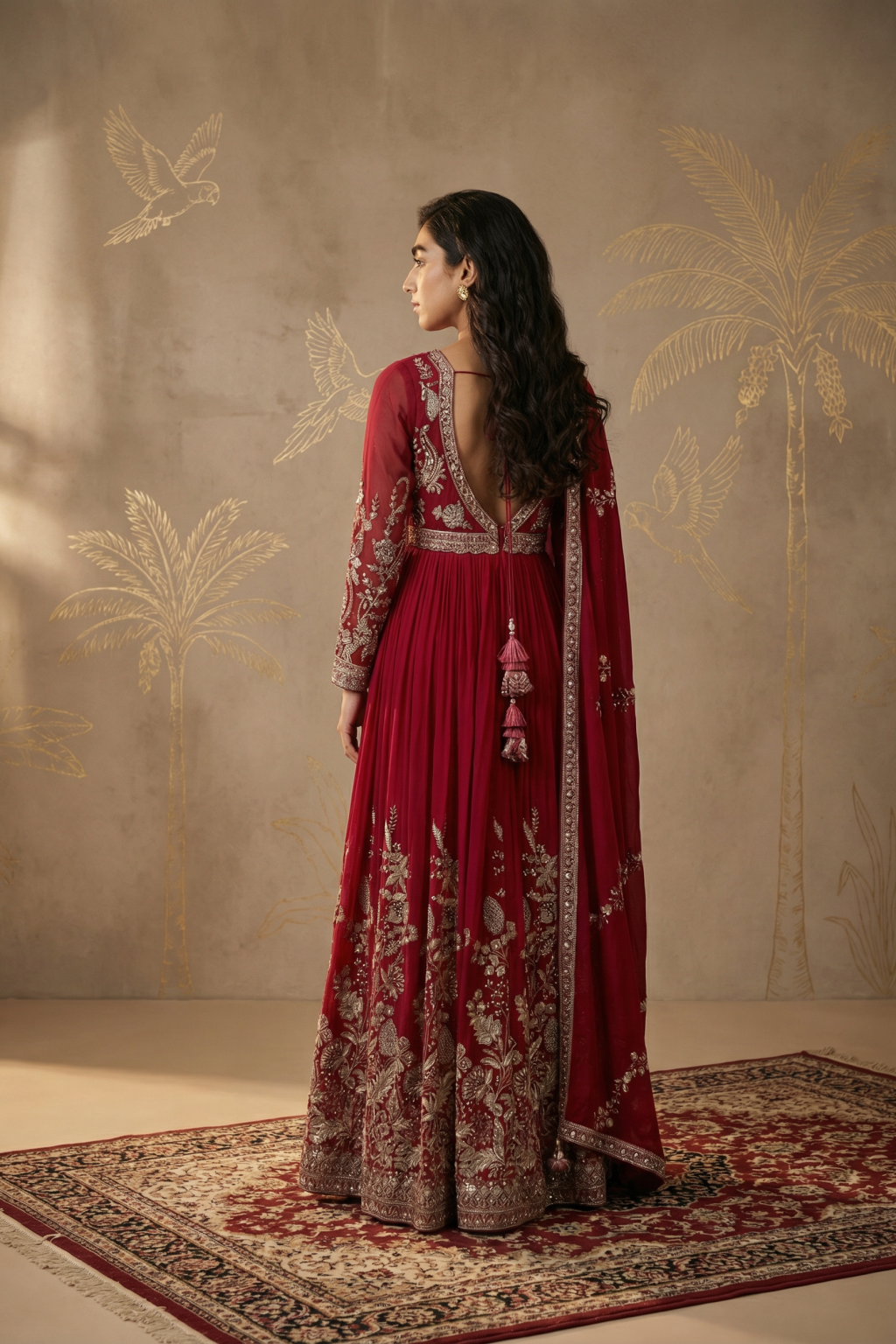 Magenta Anarkali Set - Mokshaa