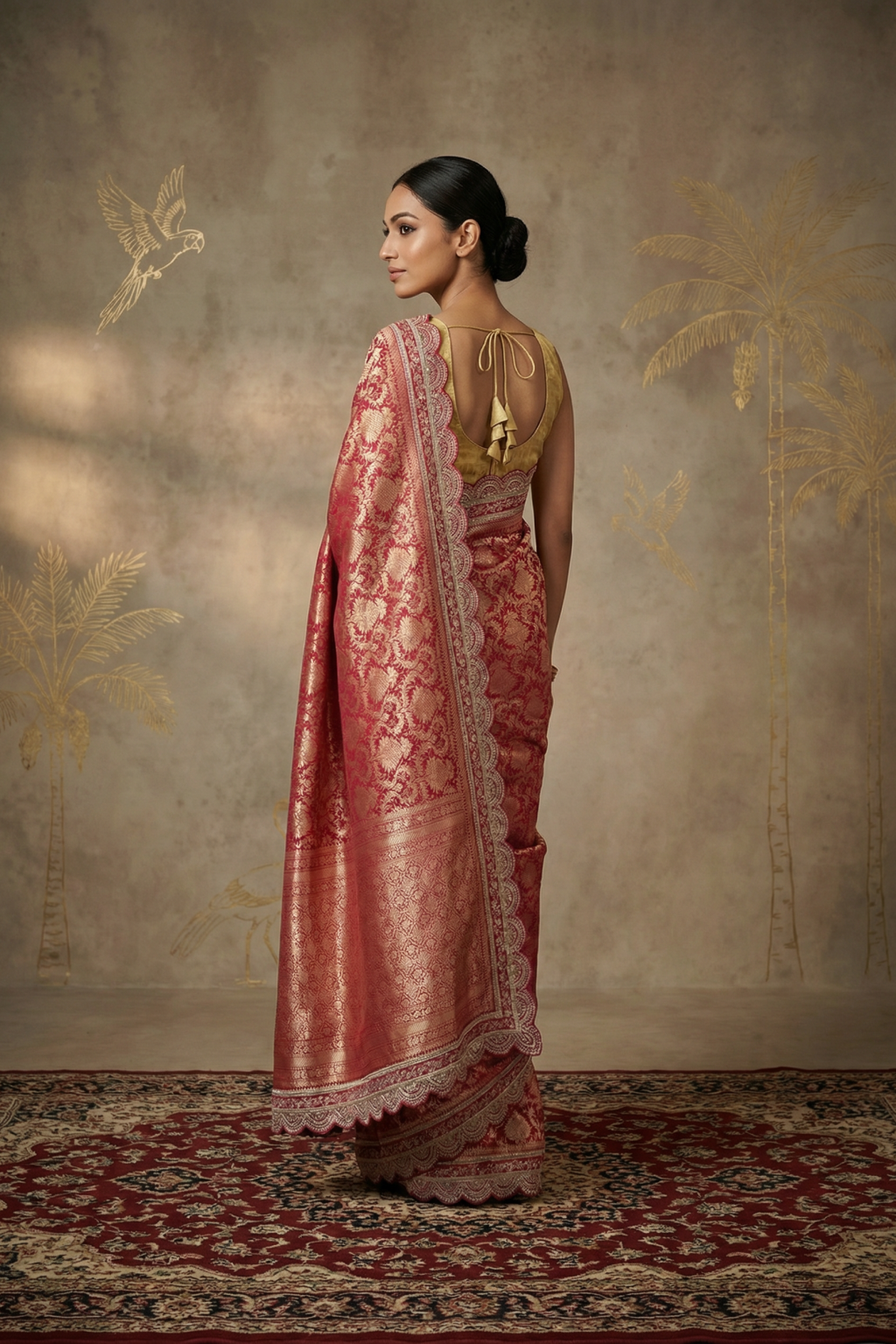 Pink Banaras Silk Saree with Zardosi Work Border