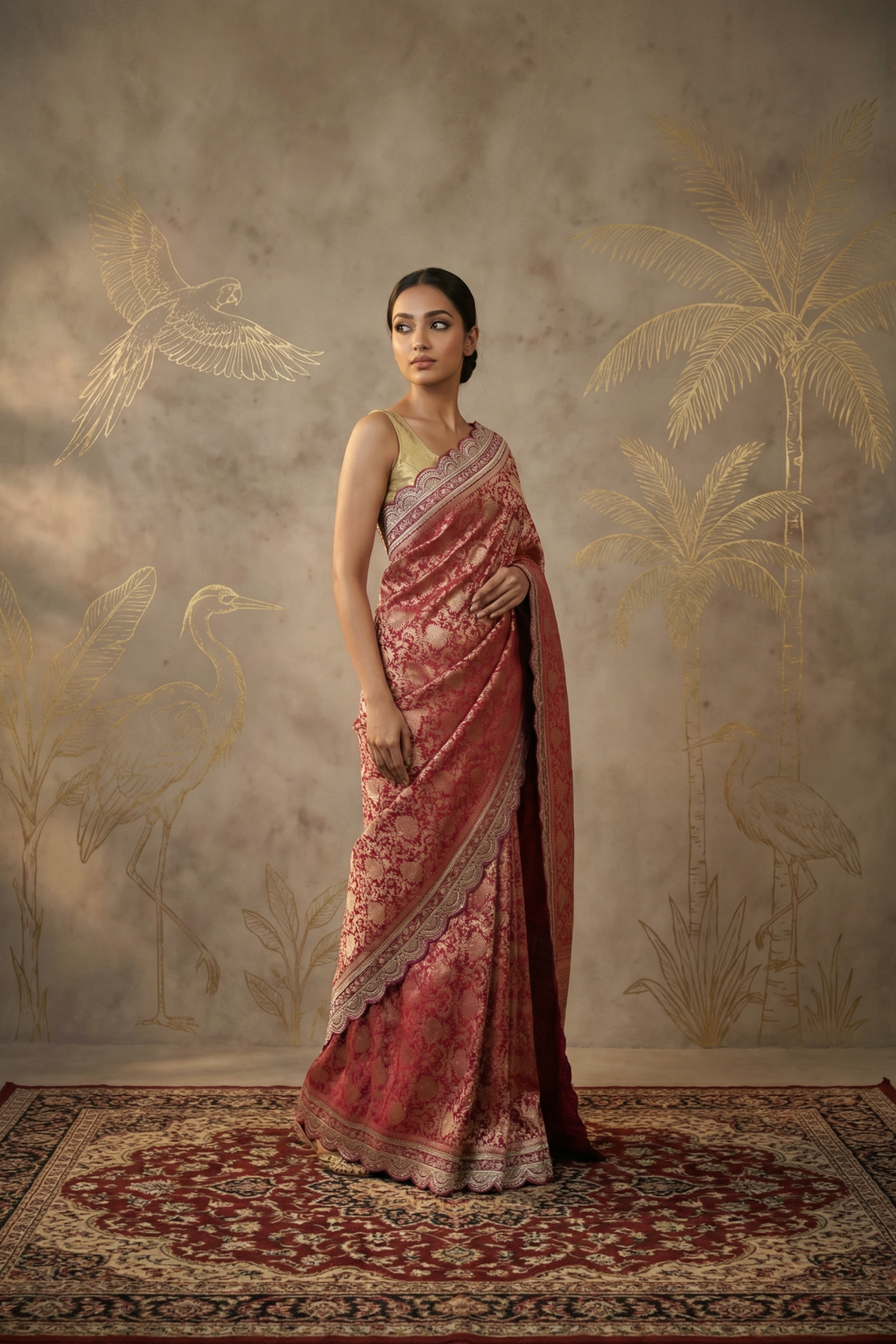 Pink Banaras Silk Saree with Zardosi Work Border