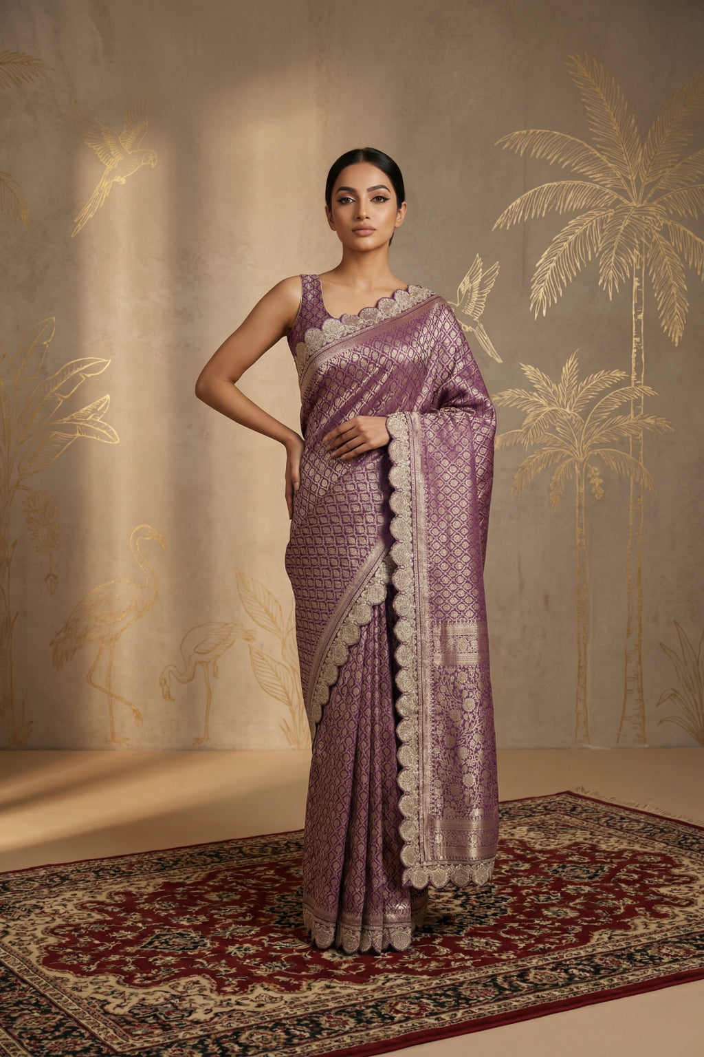 Purple Banarasi Silk Saree