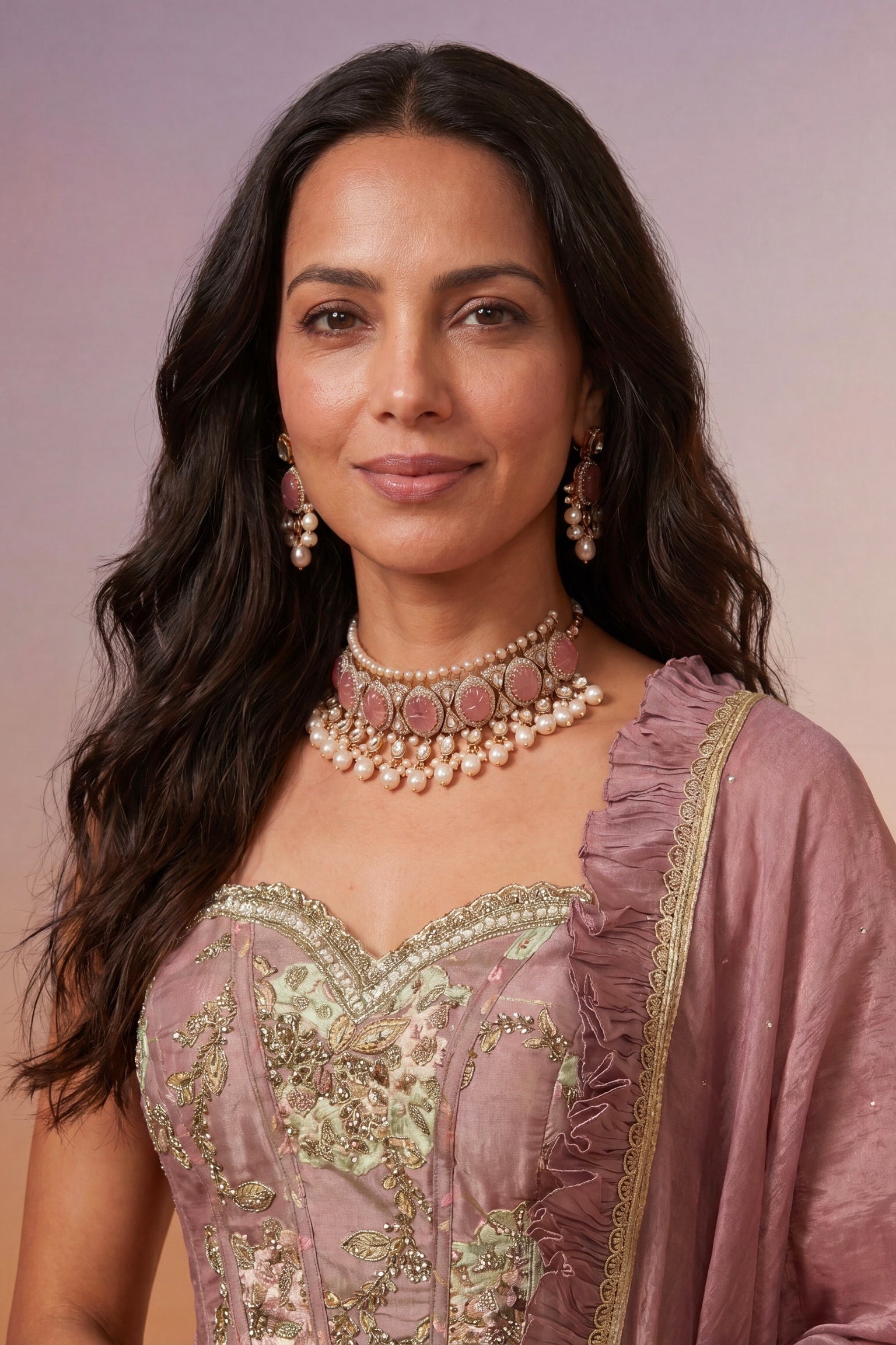 Dusty Rose Tissue Silk Lehenga Co-ord Set