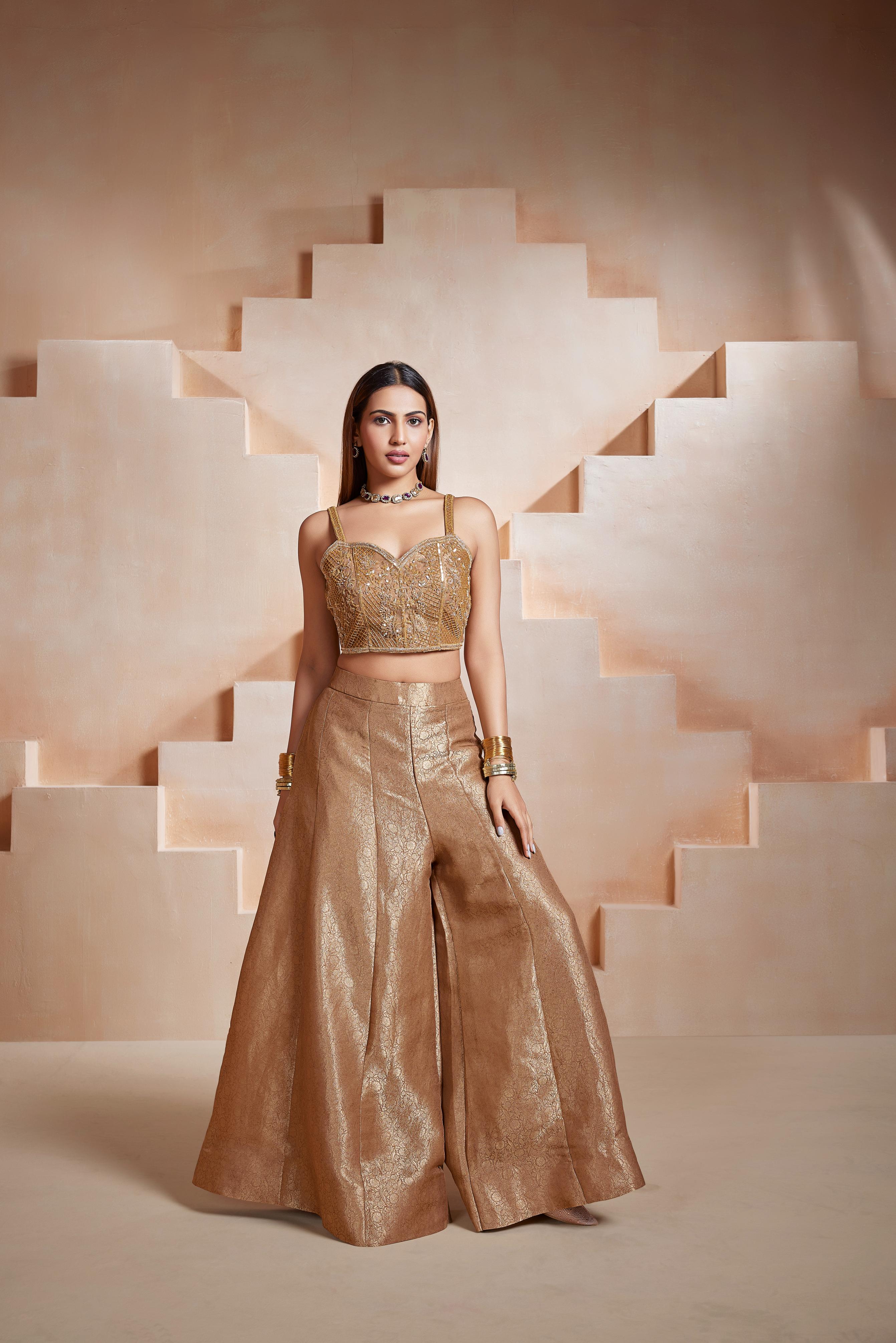 Antique Gold Embroidered Co-Ord Set