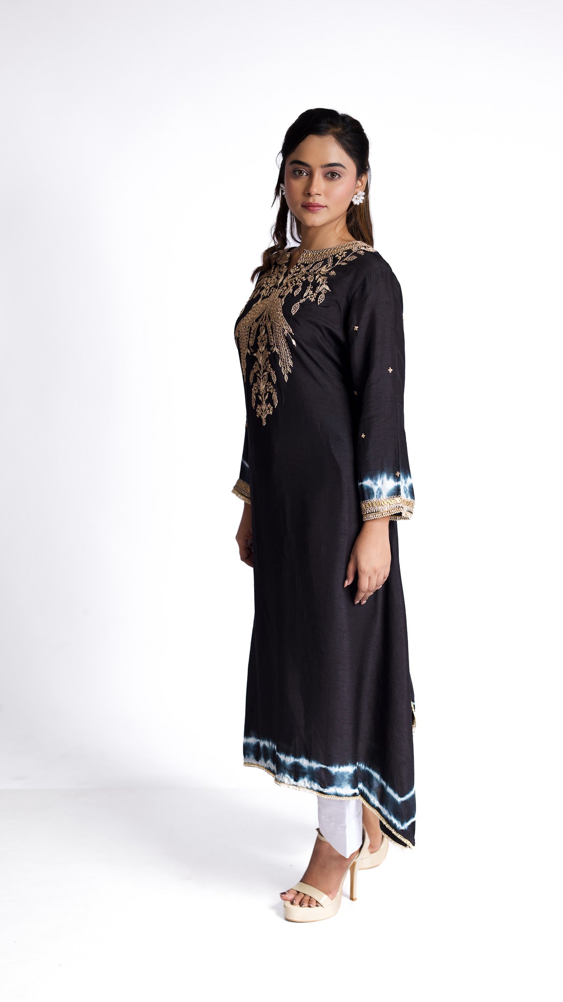 Black silk Kurti set - Mokshaa