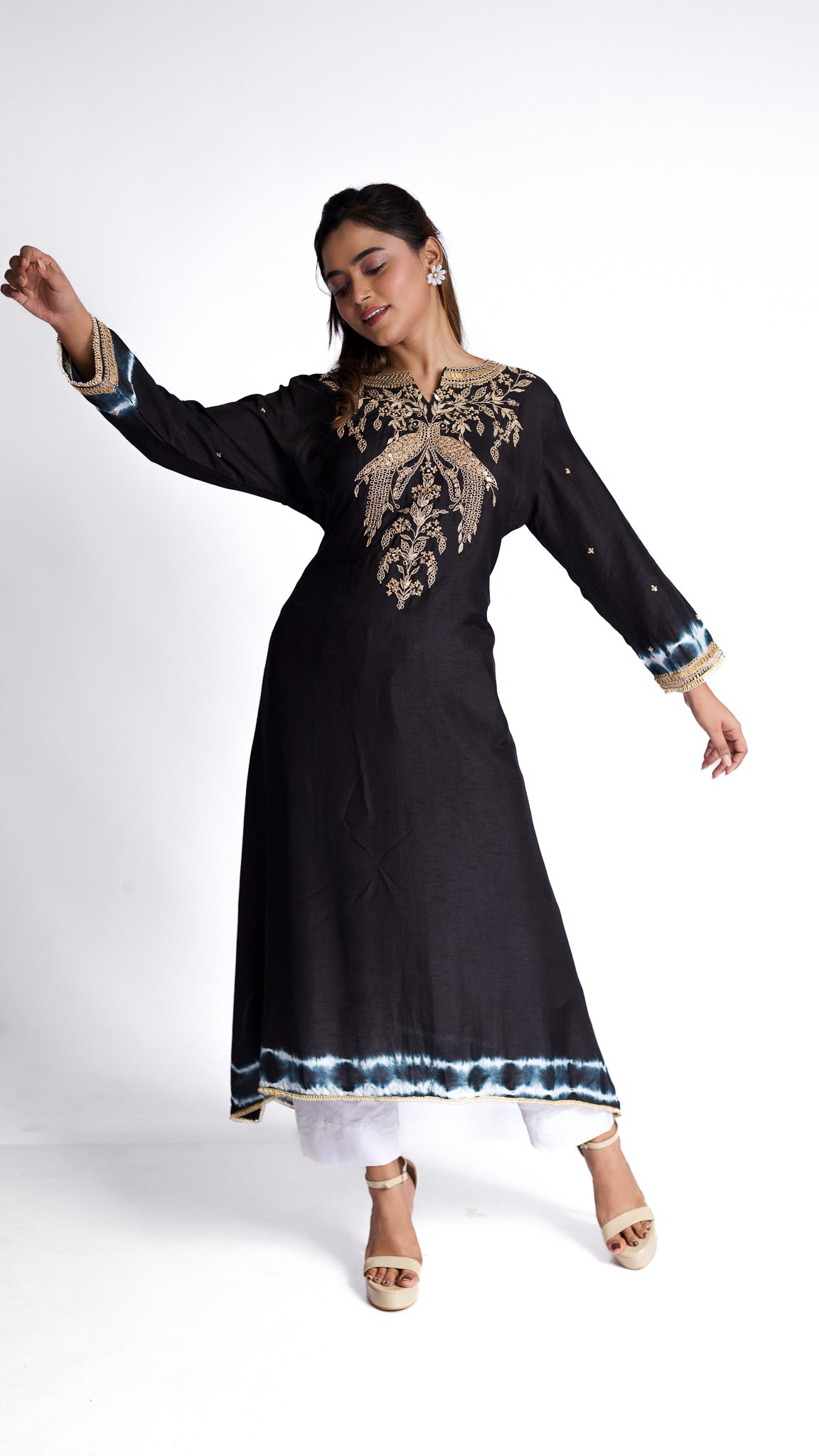 Black silk Kurti set - Mokshaa