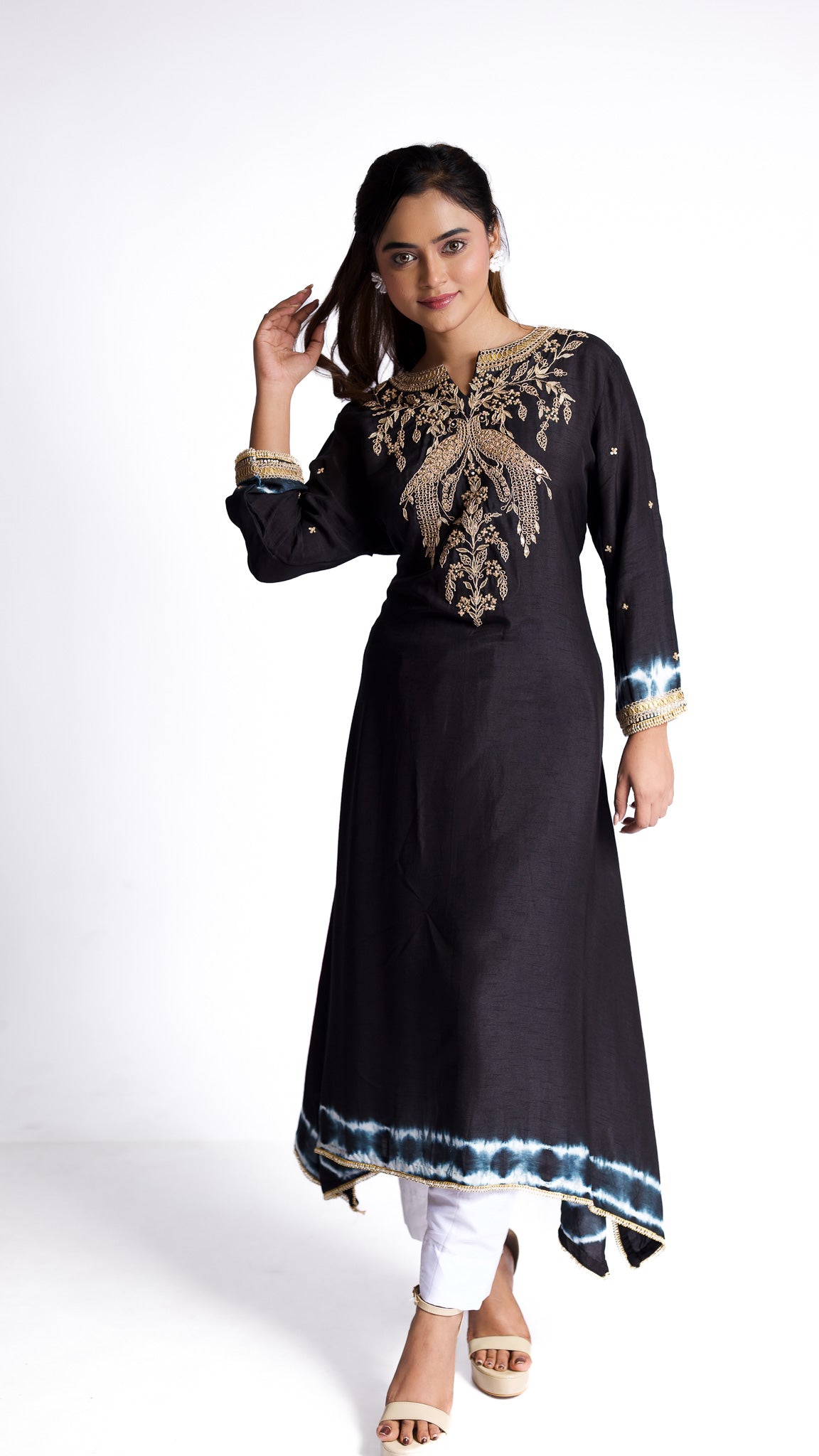 Black silk Kurti set - Mokshaa