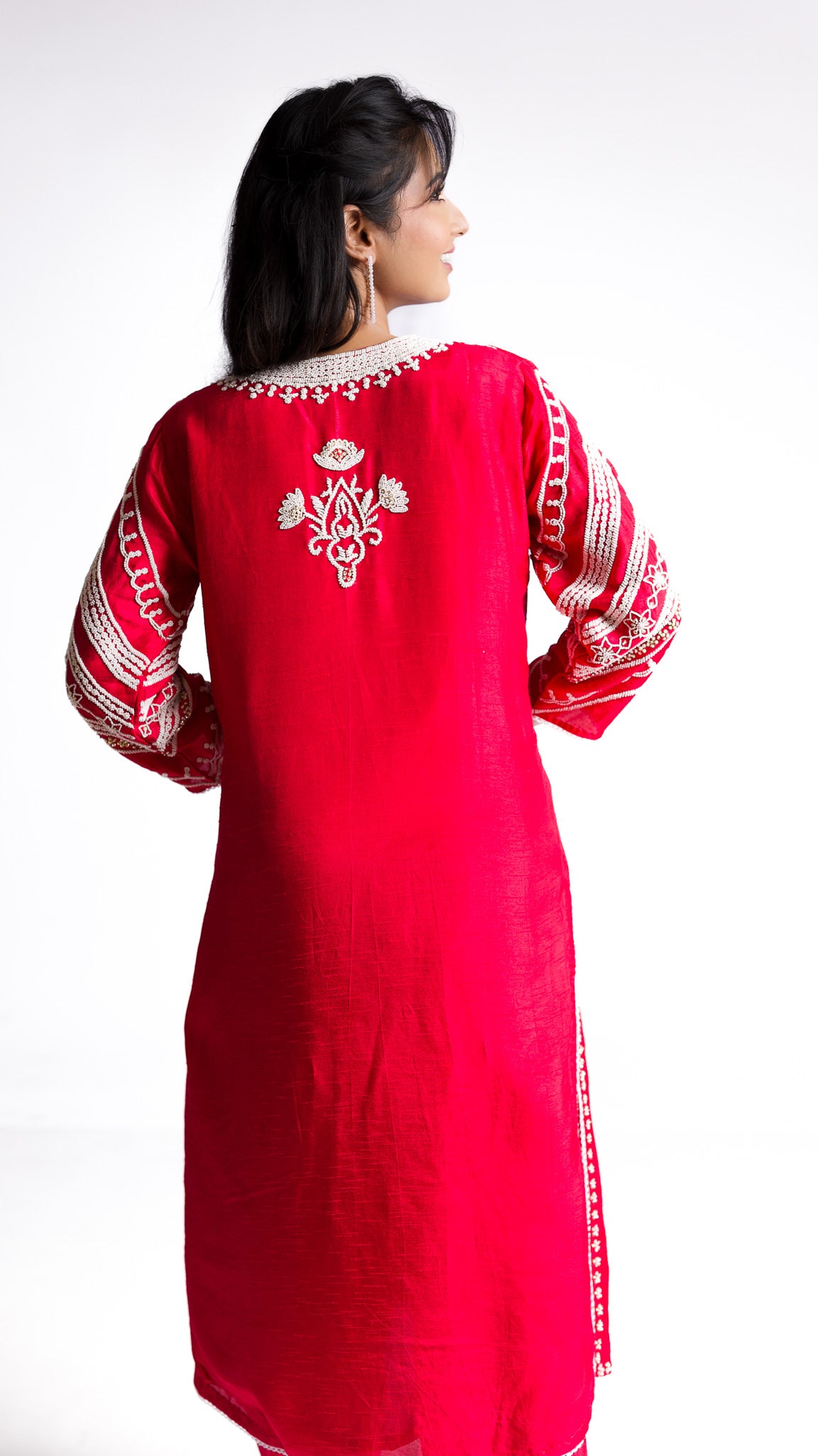 Red silk kurti set - Mokshaa