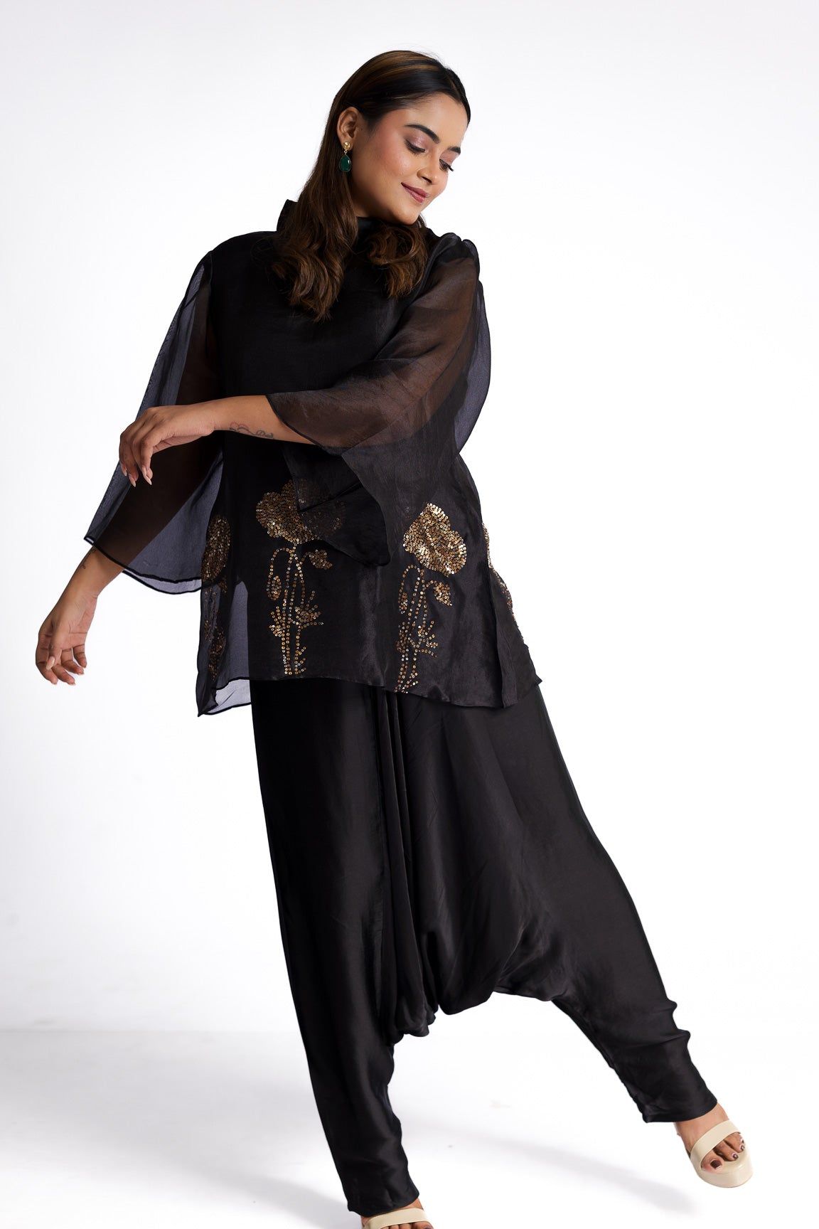 Black organza indowestern - Mokshaa