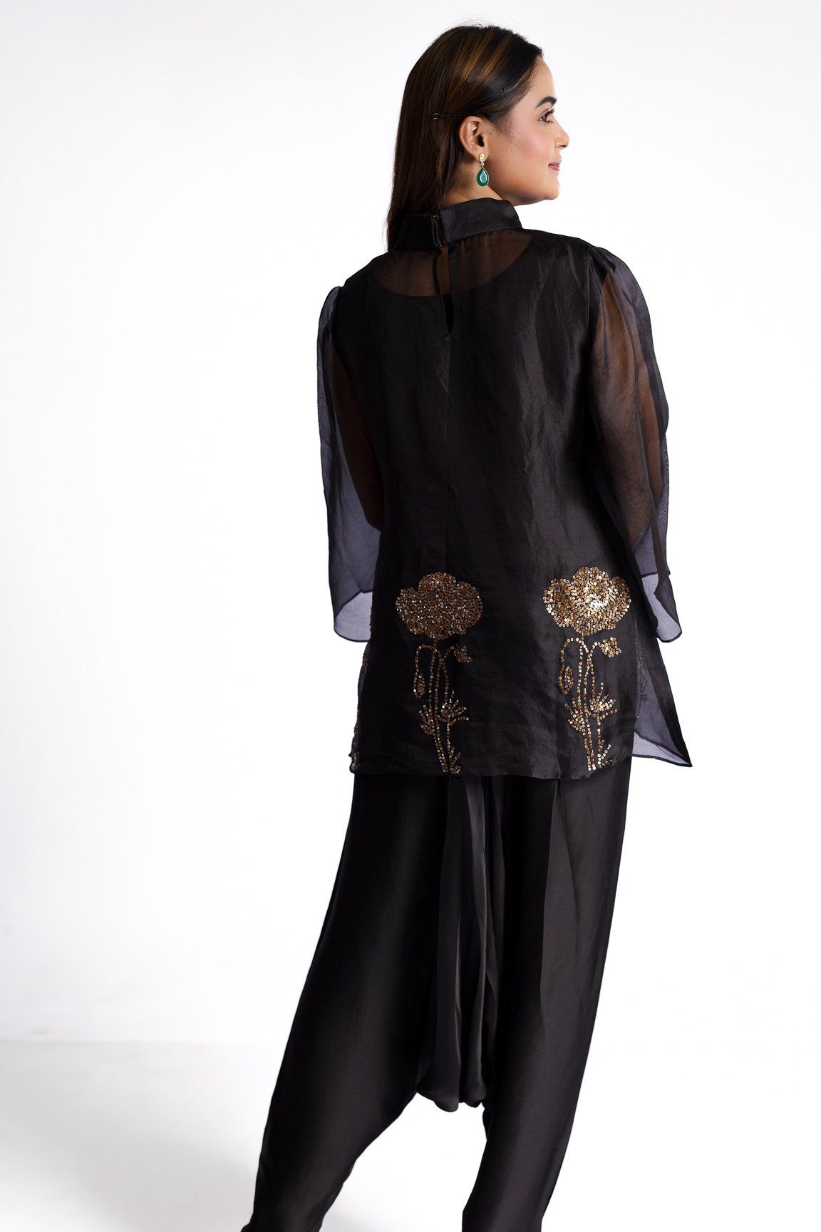 Black organza indowestern - Mokshaa