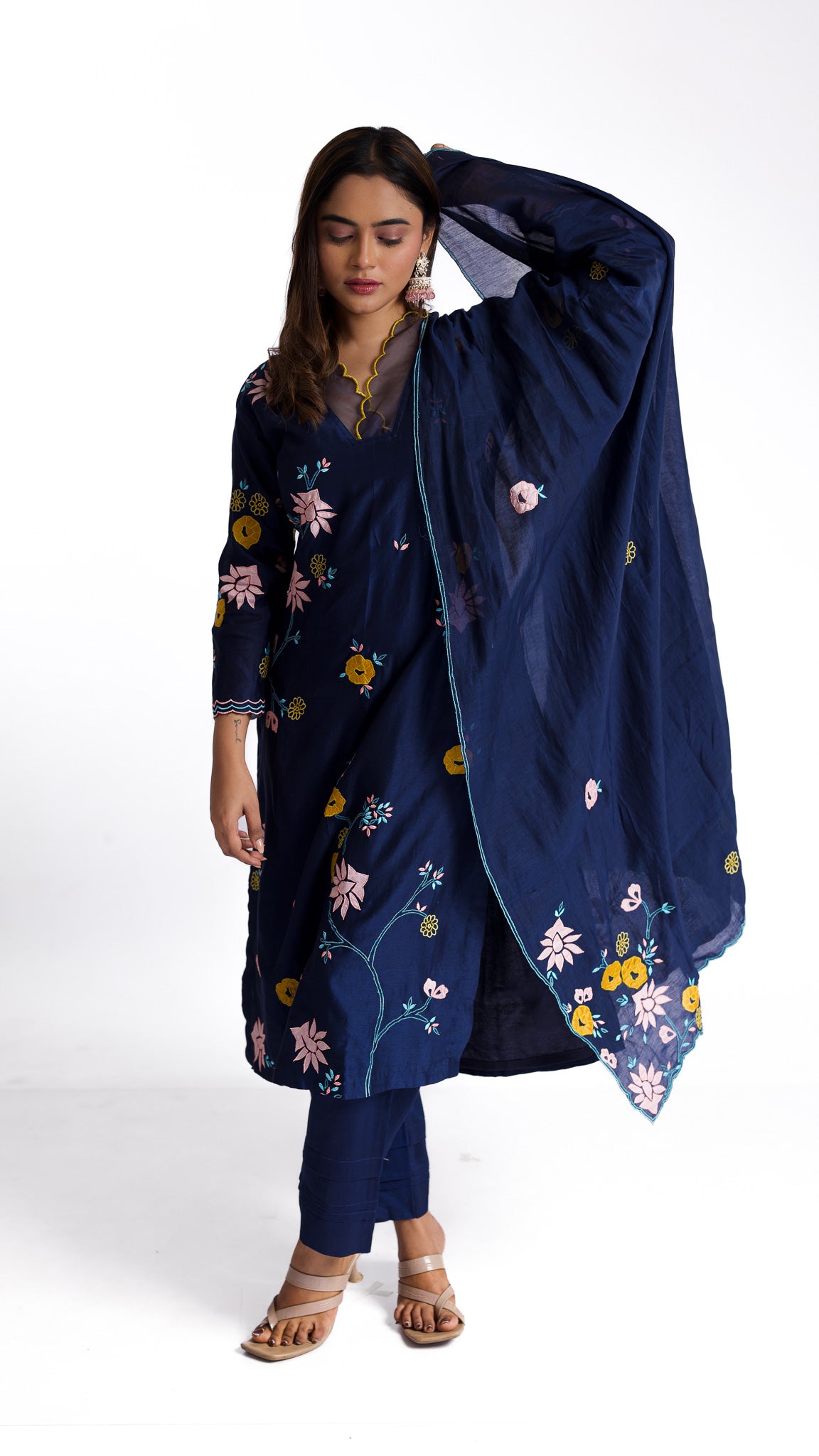 Ink Blue silk Salwar Set - Mokshaa