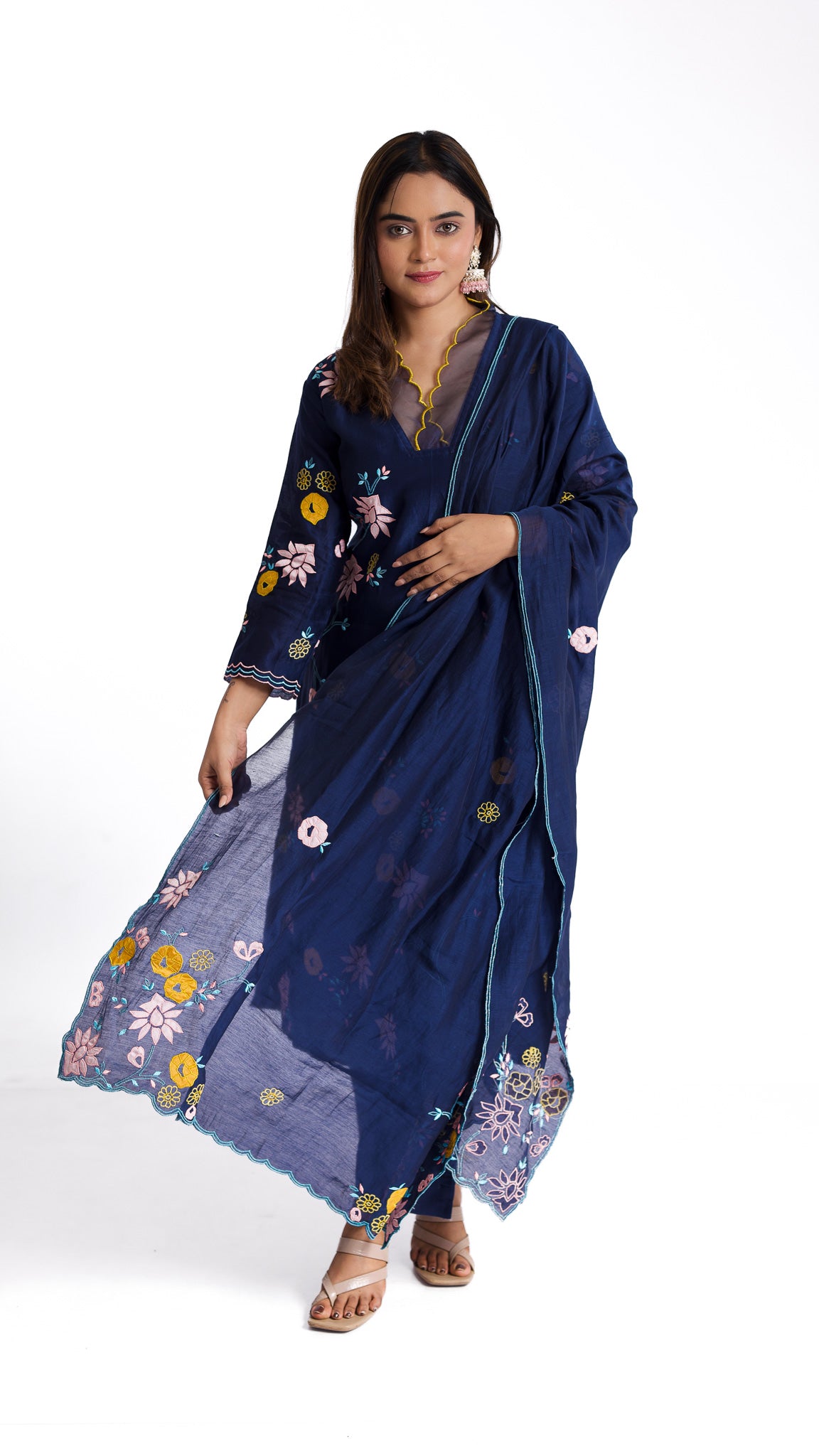 Ink Blue silk Salwar Set - Mokshaa