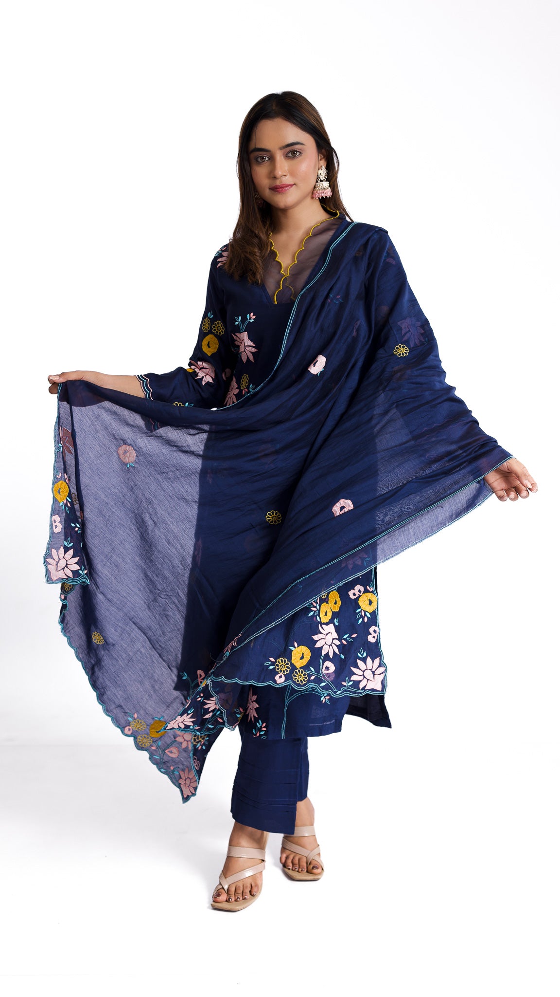 Ink Blue silk Salwar Set - Mokshaa