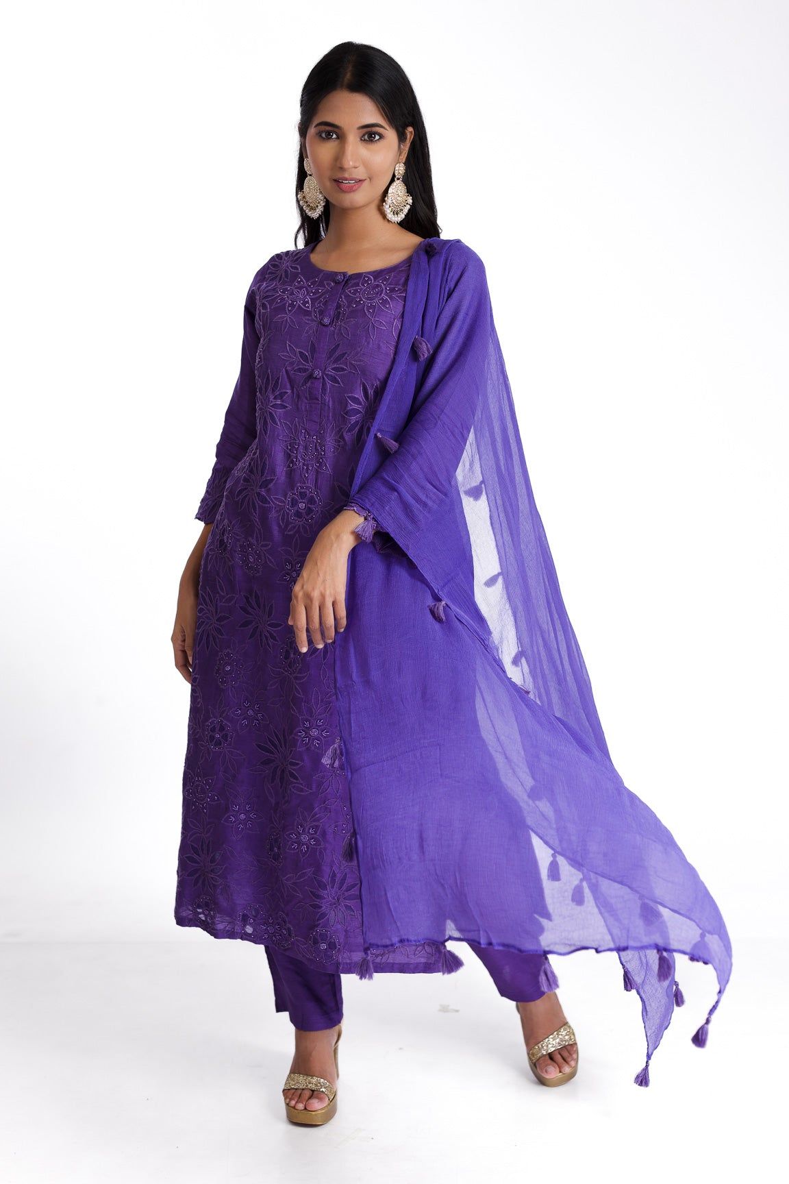 Mauve Straight kurta set - Mokshaa