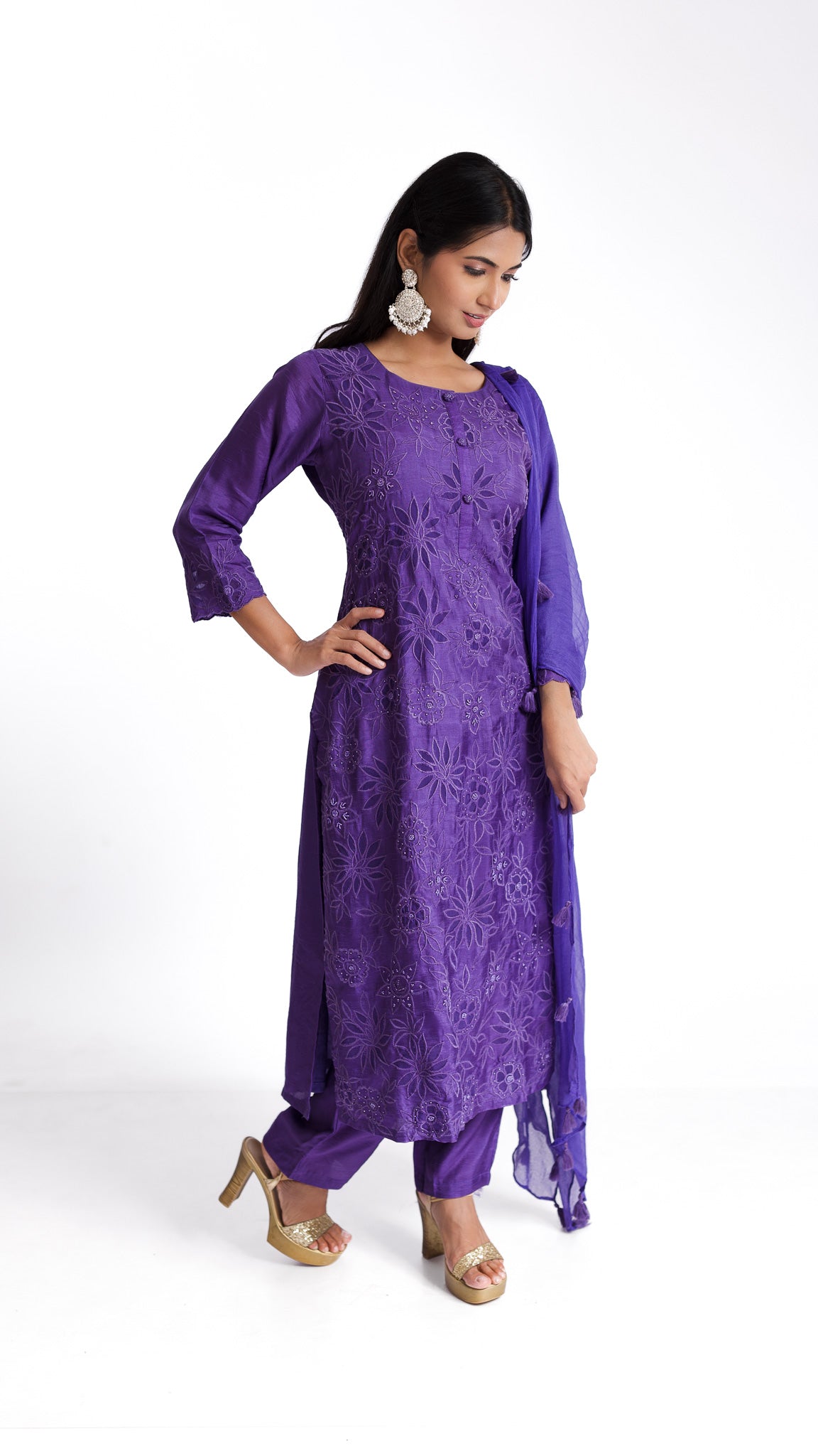 Mauve Straight kurta set - Mokshaa