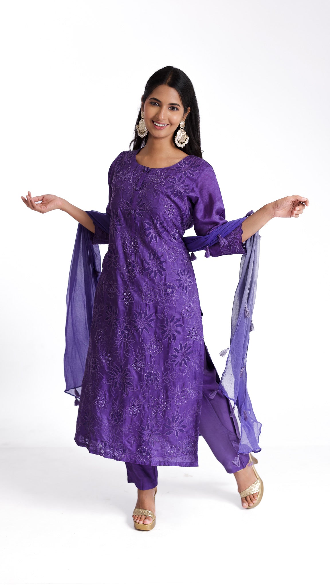 Mauve Straight kurta set - Mokshaa