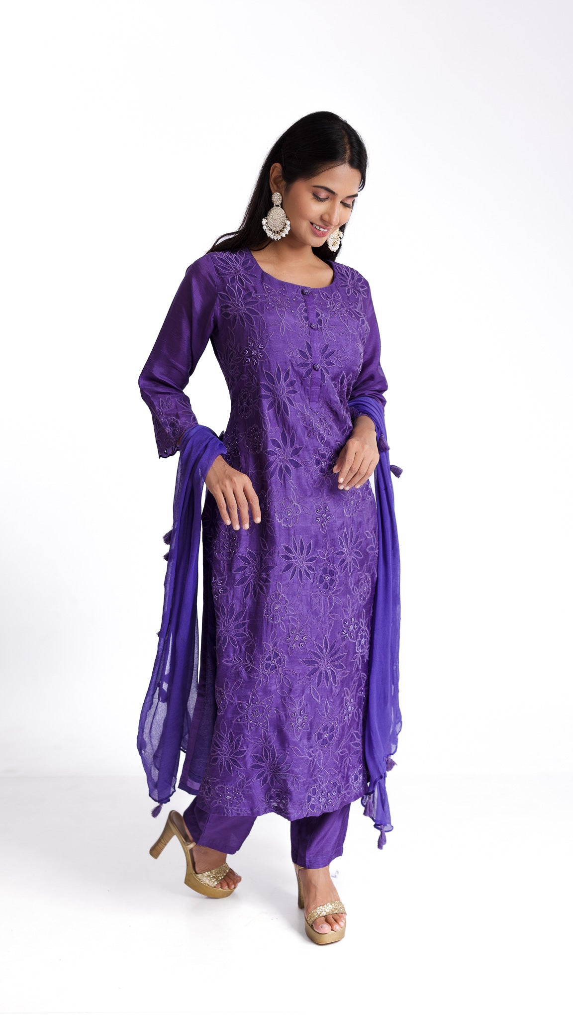 Mauve Straight kurta set - Mokshaa