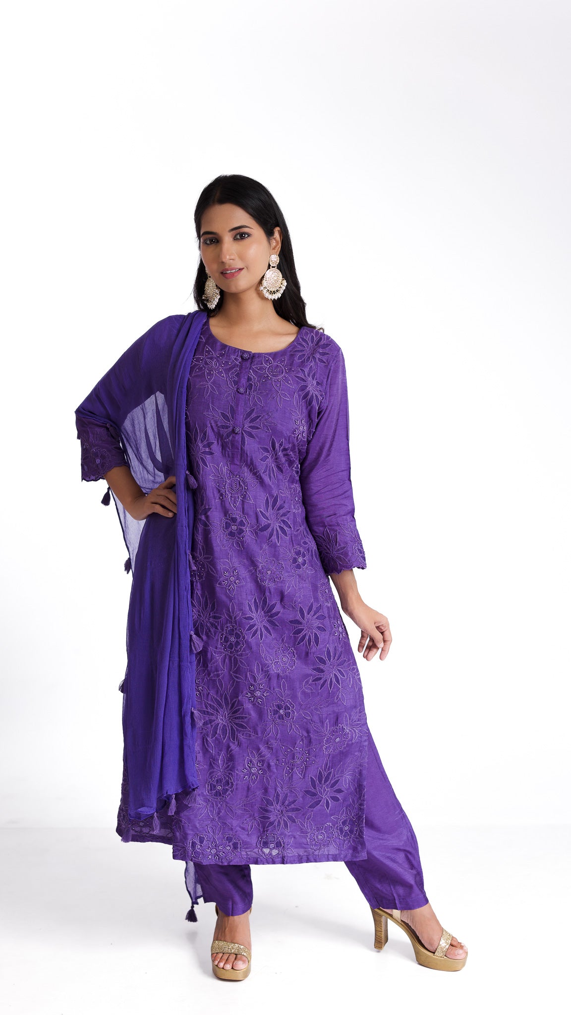 Mauve Straight kurta set - Mokshaa