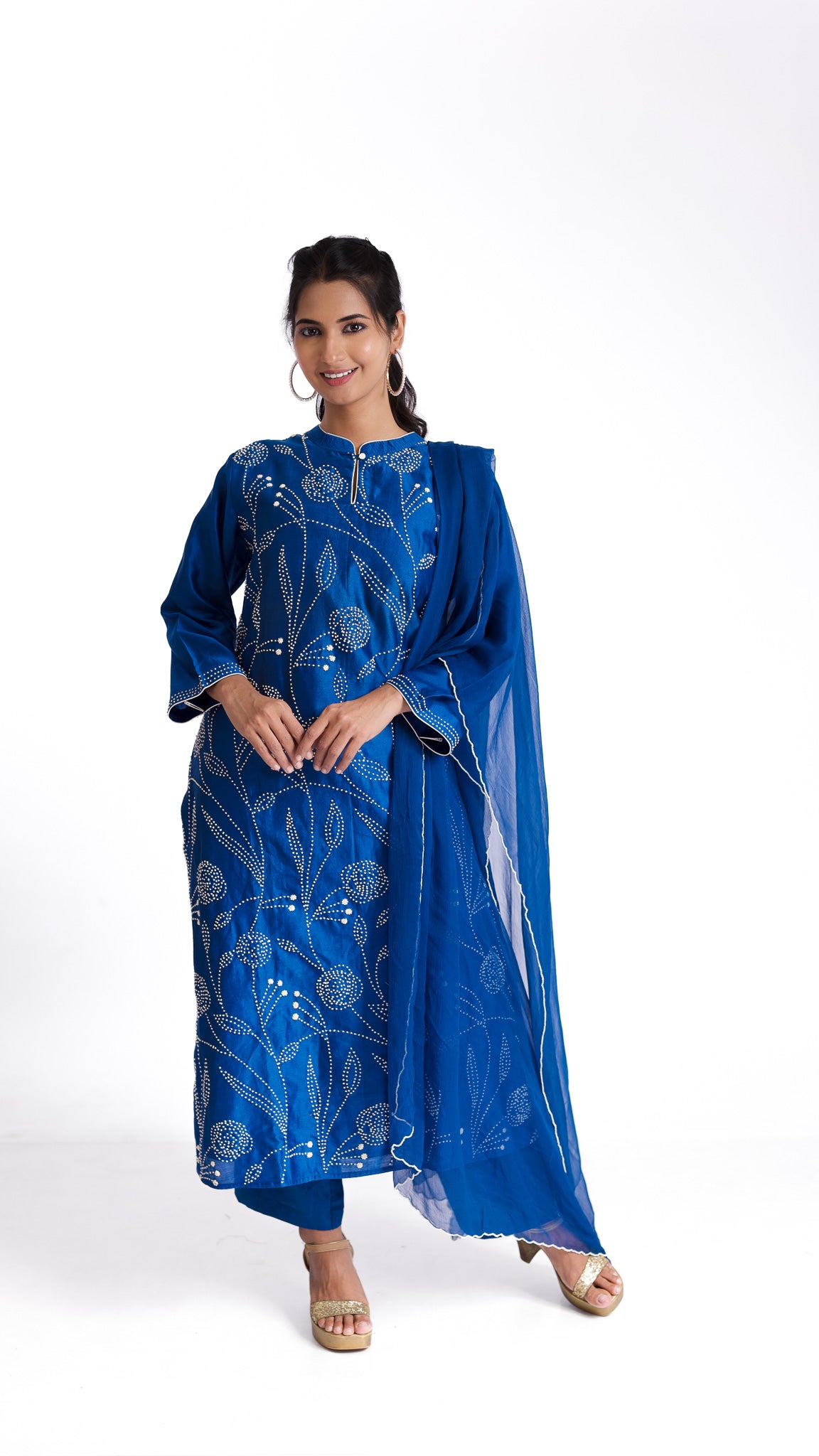 Blue silk kurta set - Mokshaa