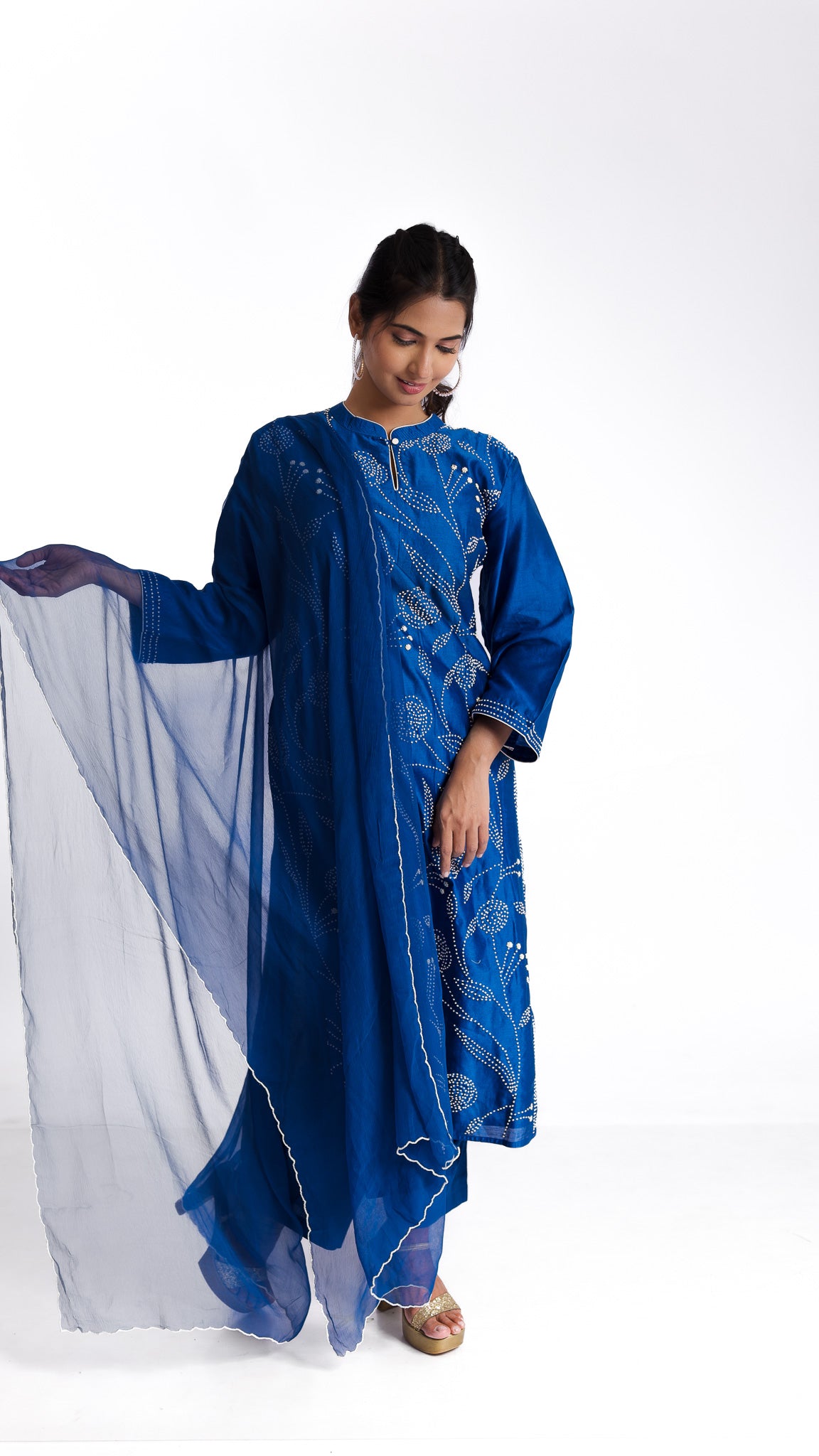 Blue silk kurta set - Mokshaa