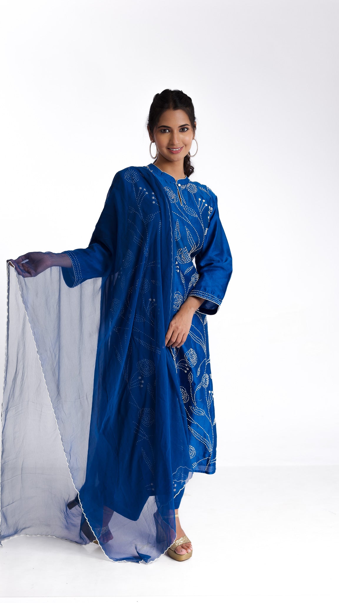 Blue silk kurta set - Mokshaa