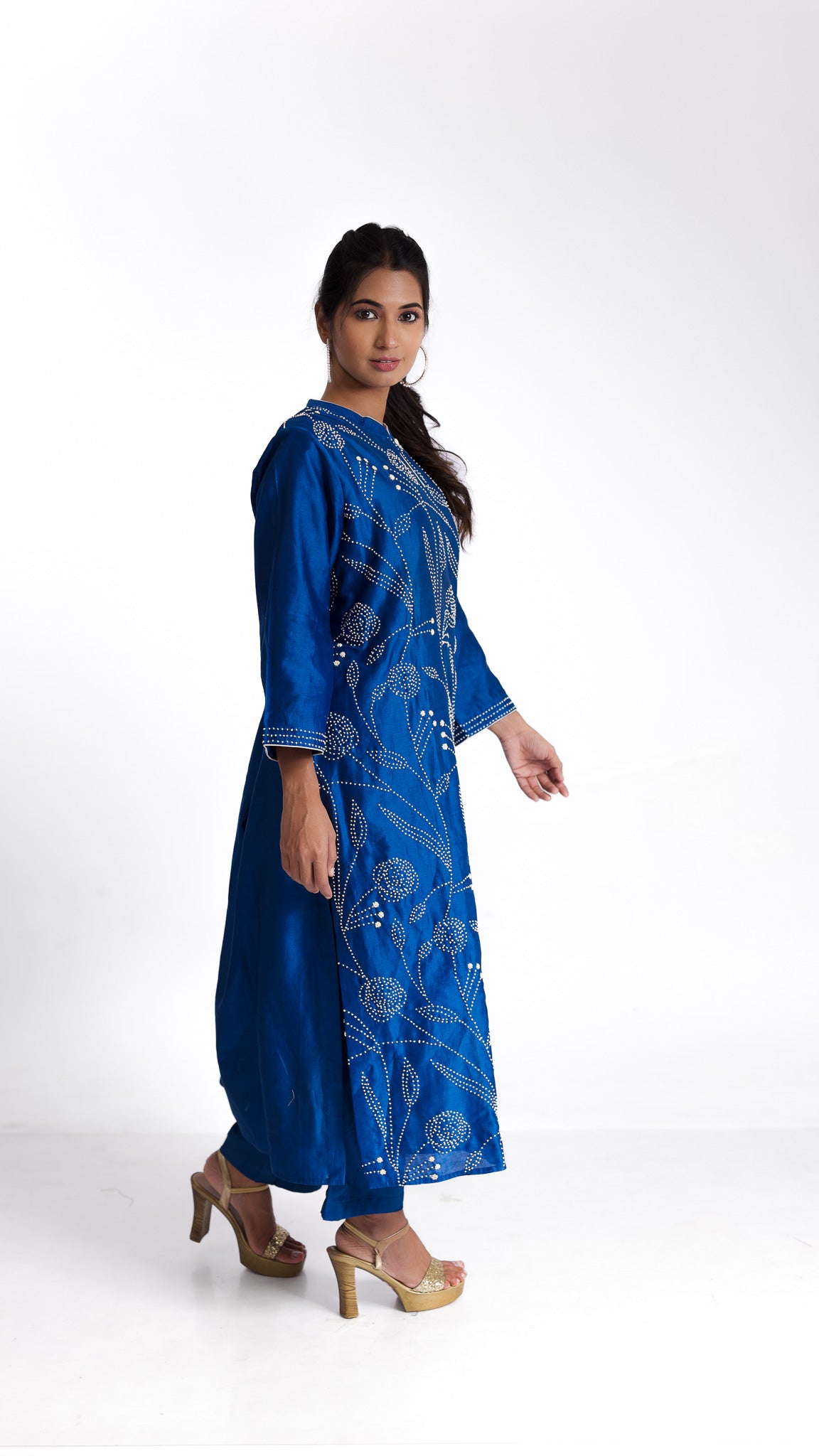 Blue silk kurta set - Mokshaa