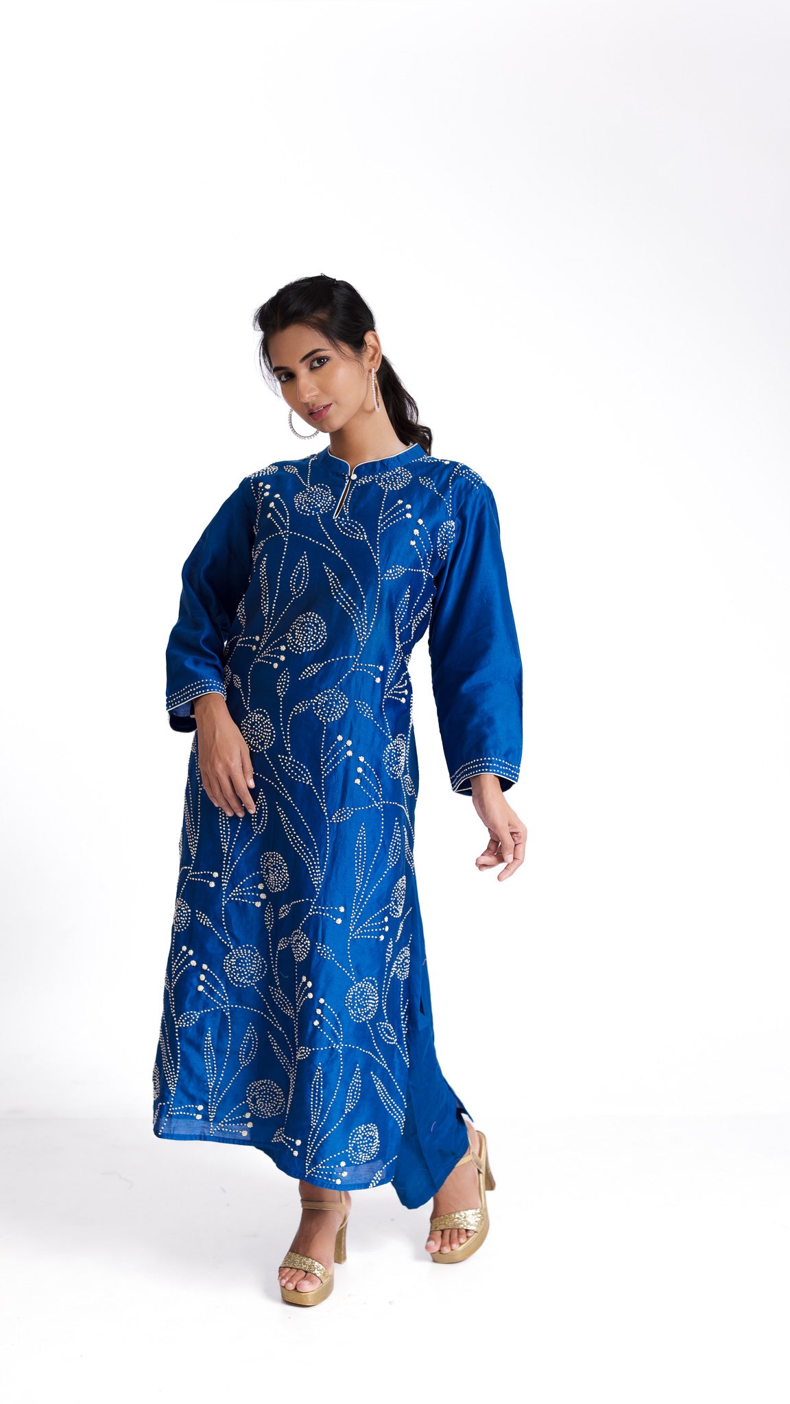 Blue silk kurta set - Mokshaa