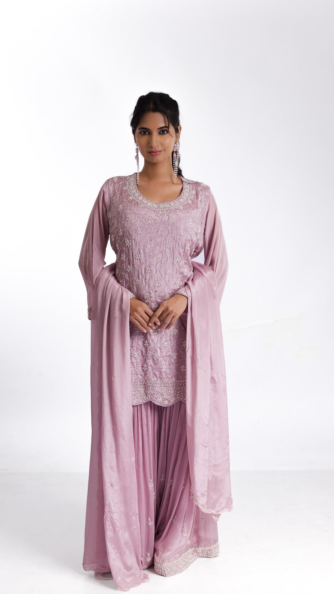 Lilac chiffon sharara set - Mokshaa