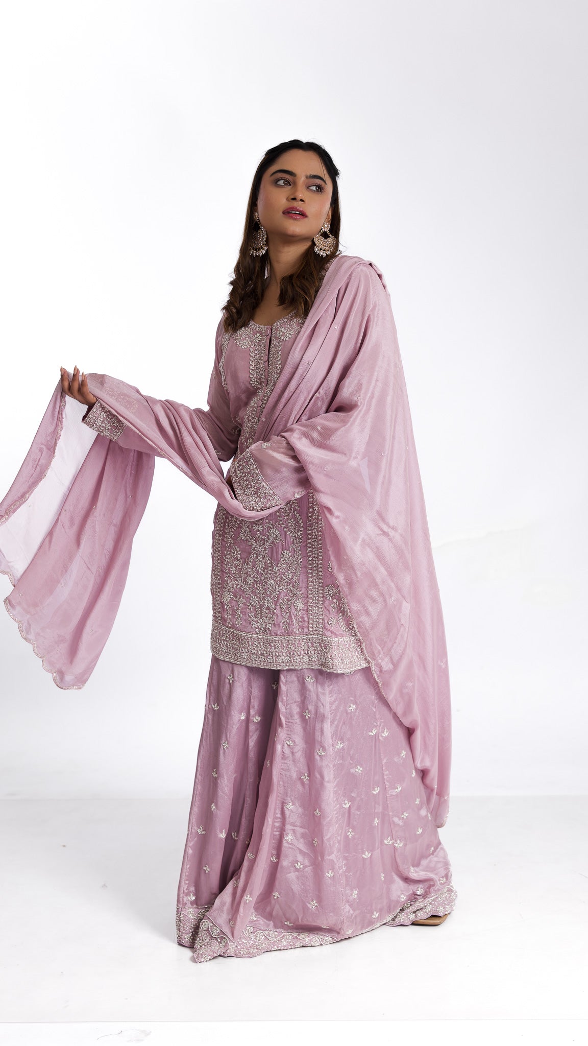 Lilac chiffon sharara set - Mokshaa