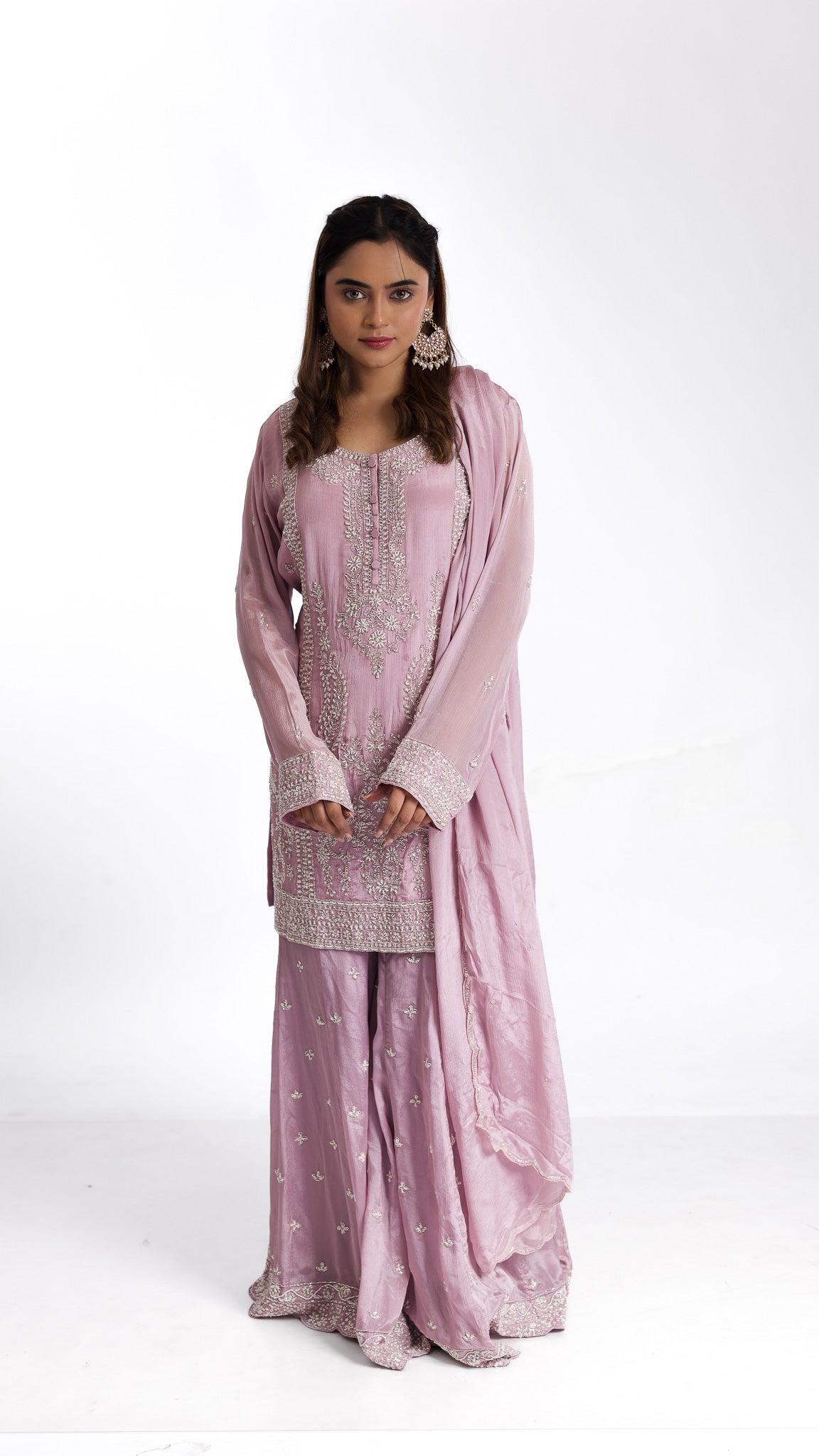 Lilac chiffon sharara set - Mokshaa