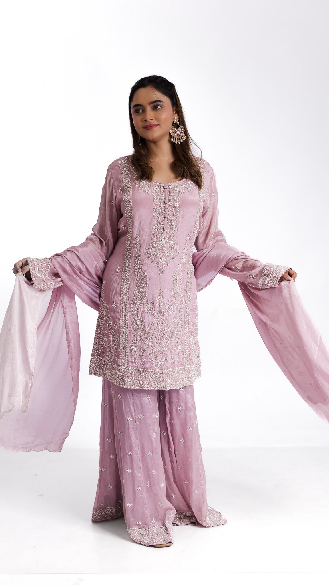 Lilac chiffon sharara set - Mokshaa