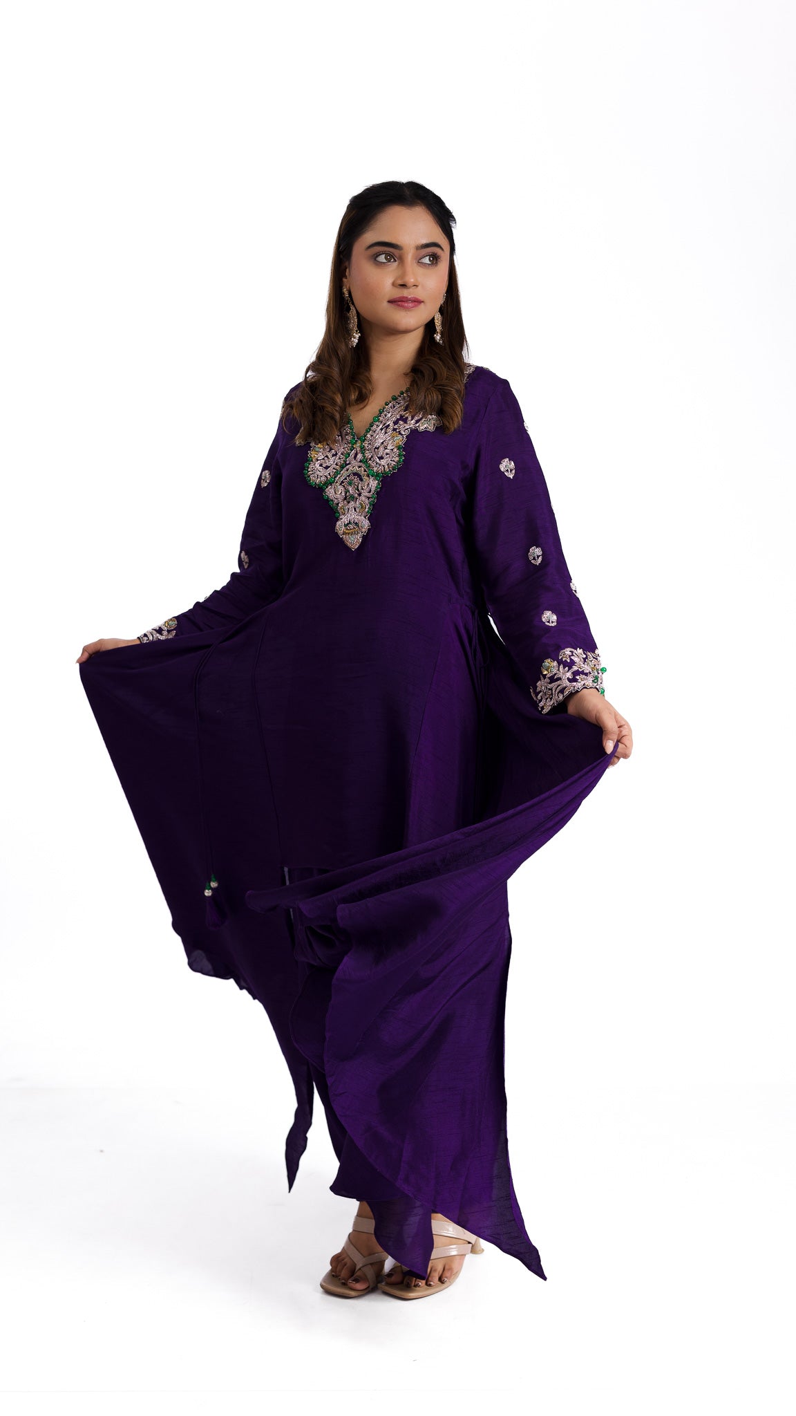 Purple silk indowestern set - Mokshaa