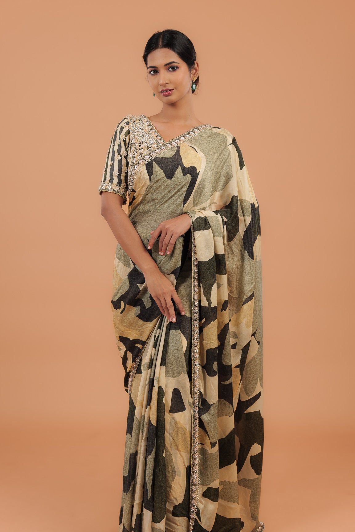 Printed Satin Saree - Mokshaa